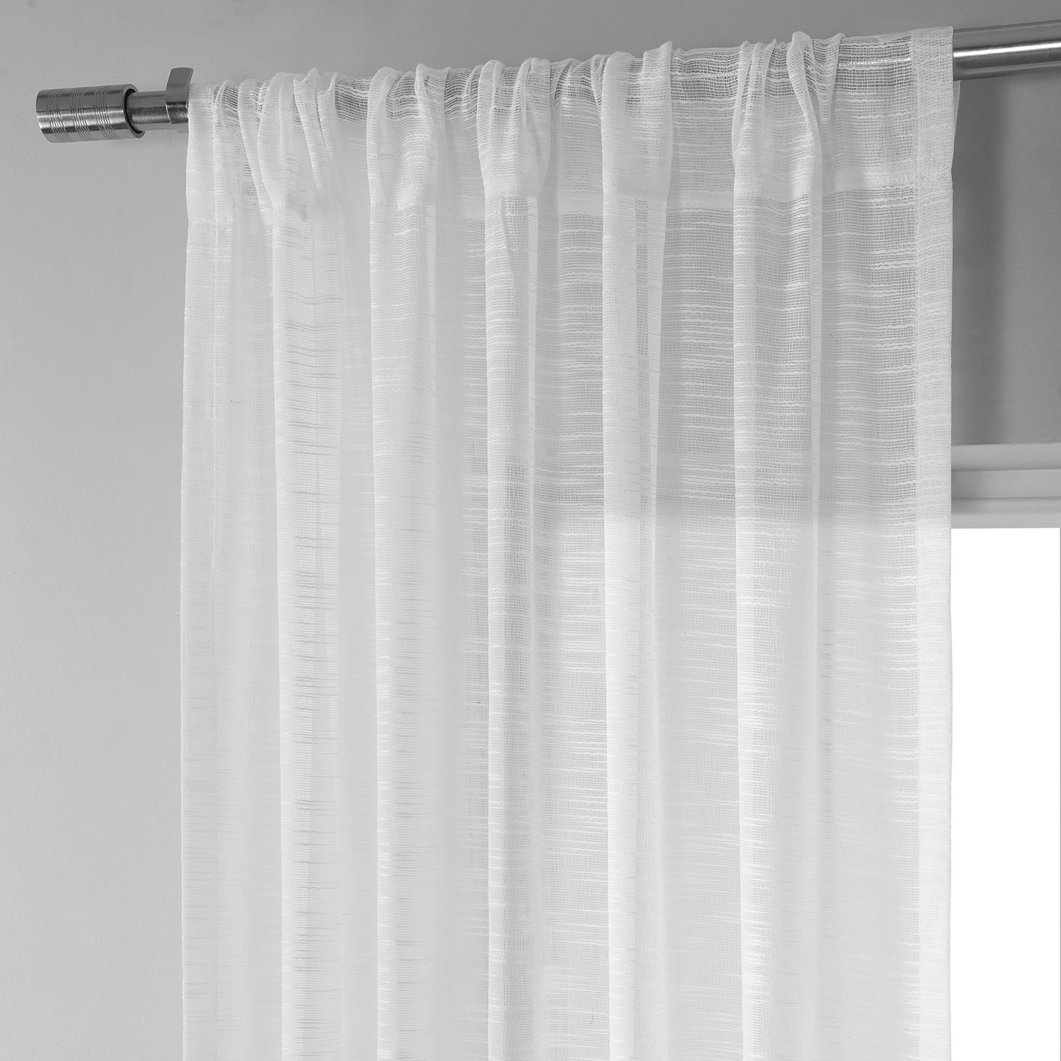 Open Weave White Linen Sheer Curtain