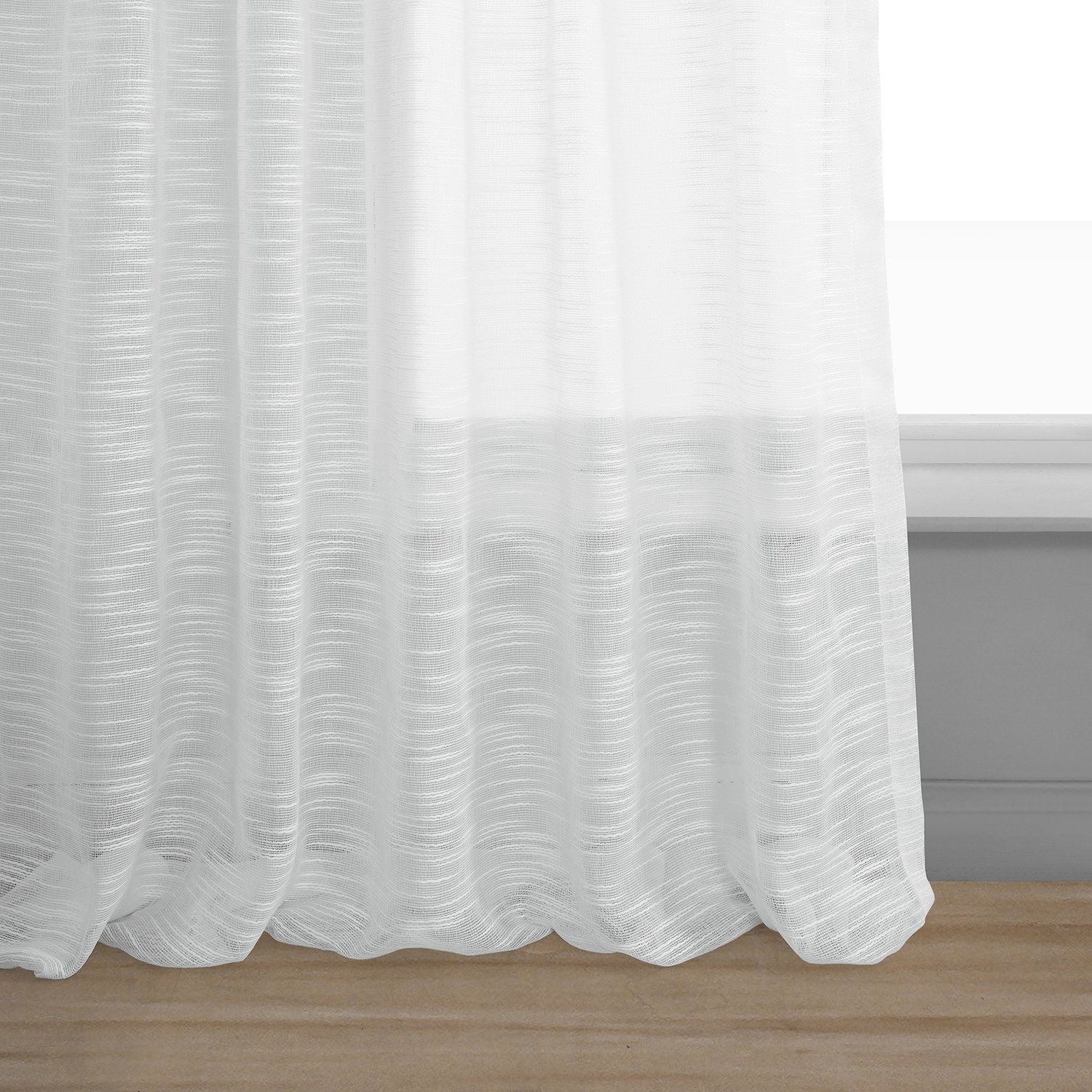 Open Weave White Linen Sheer Curtain