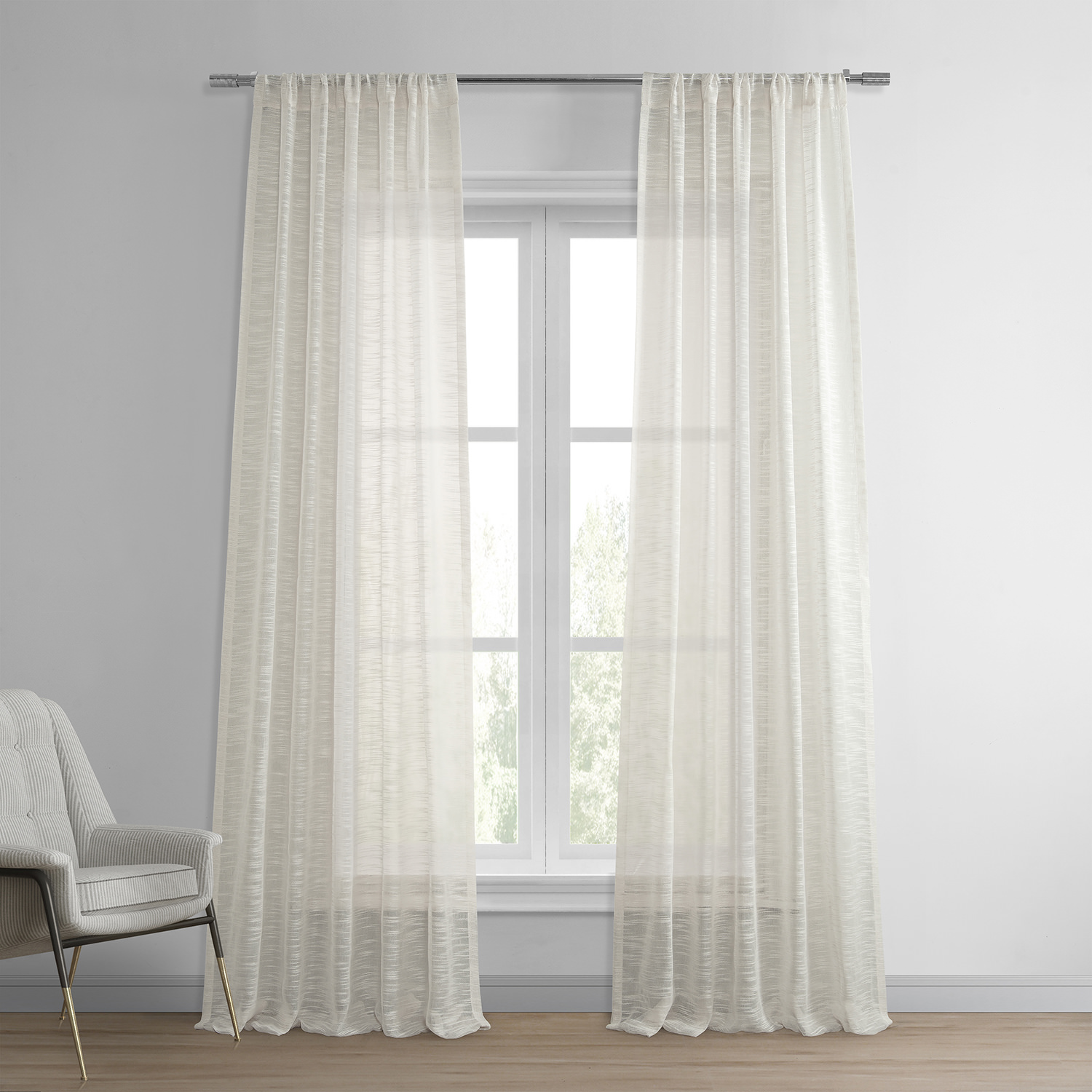 Open Weave Ivory Linen Sheer Curtain