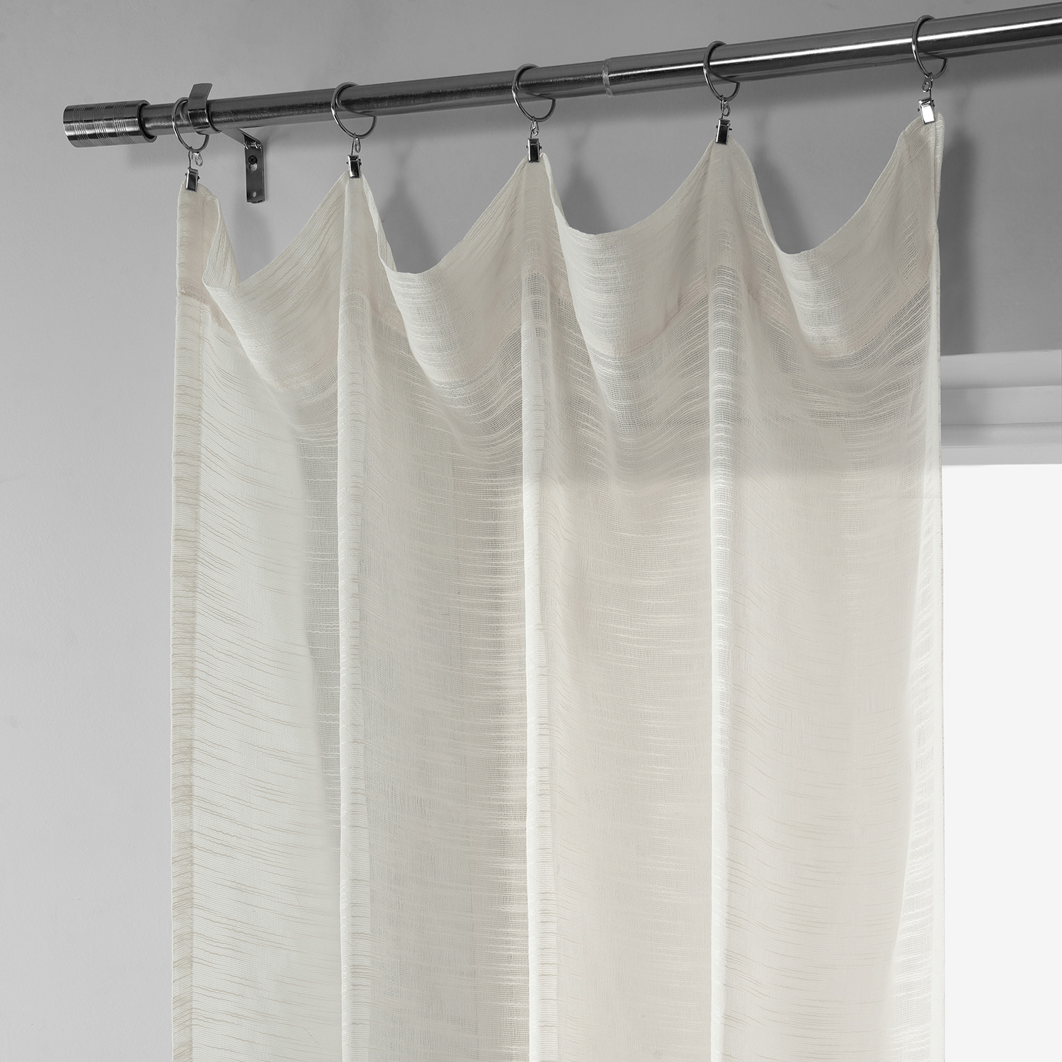 Open Weave Ivory Linen Sheer Curtain