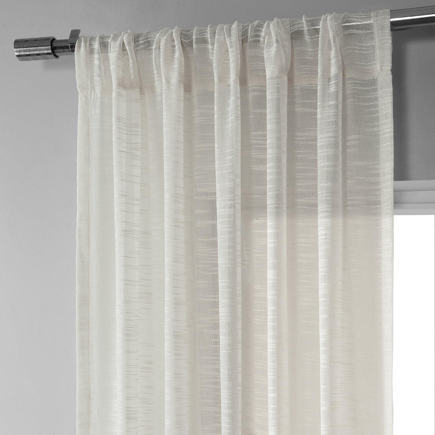 Open Weave Ivory Linen Sheer Curtain