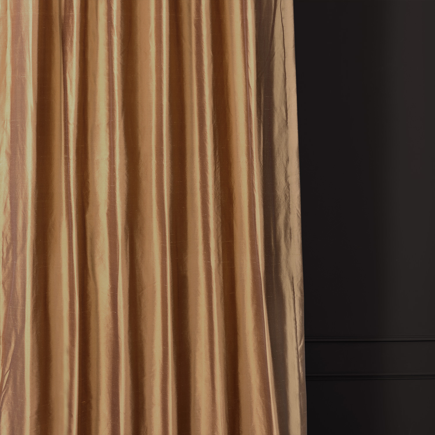 Ruched Brown Gold Thai Silk Curtain