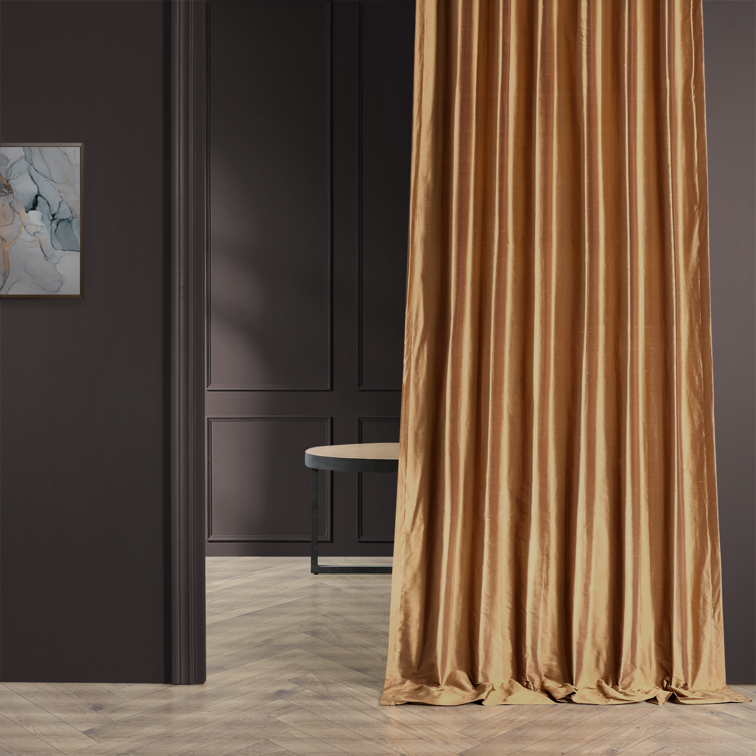 Brown Gold Thai Silk Curtain