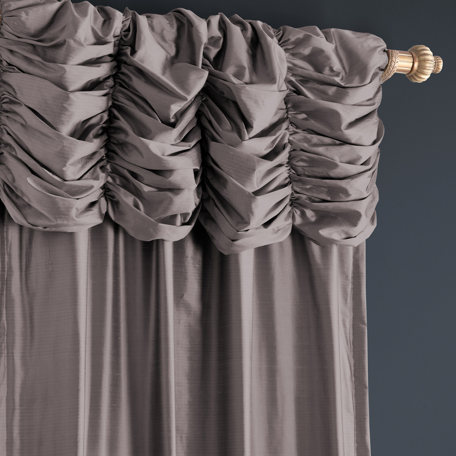 Ruched Silvery Moon Thai Silk Curtain