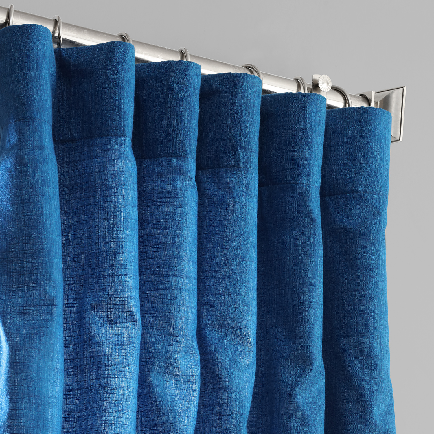 Azure Blue Designer Shantung Faux Silk Curtain