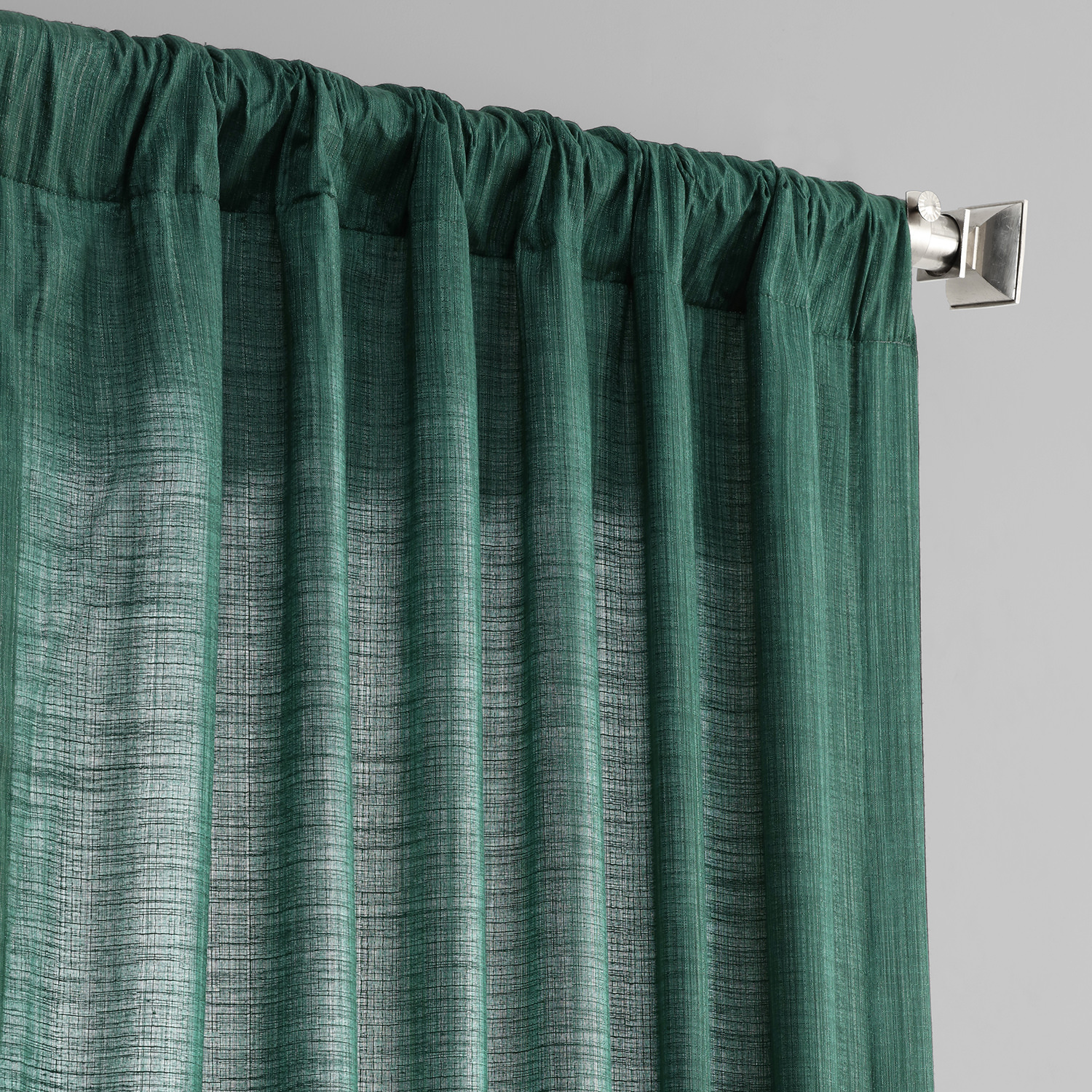 Basil Green Designer Shantung Faux Silk Curtain