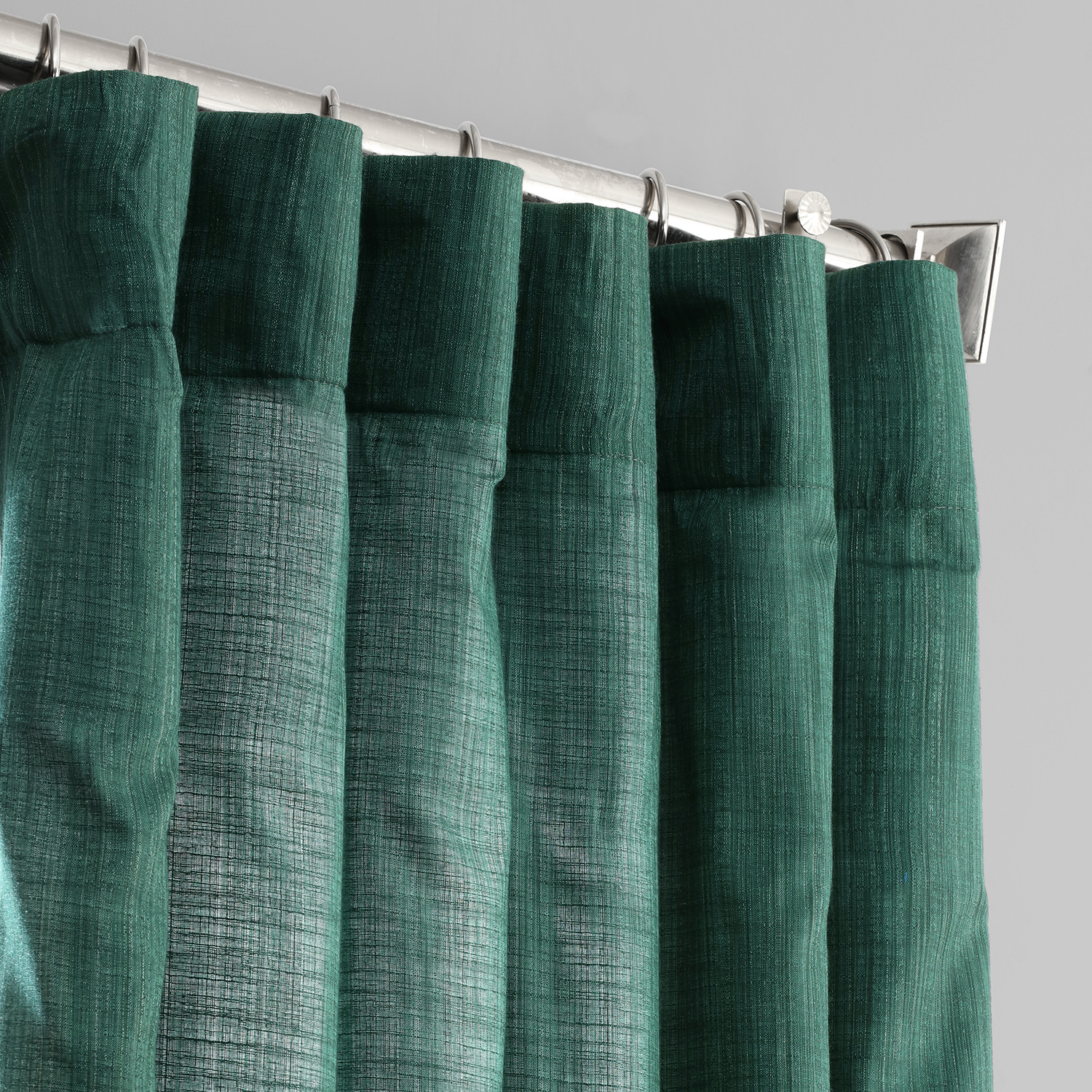 Basil Green Designer Shantung Faux Silk Curtain