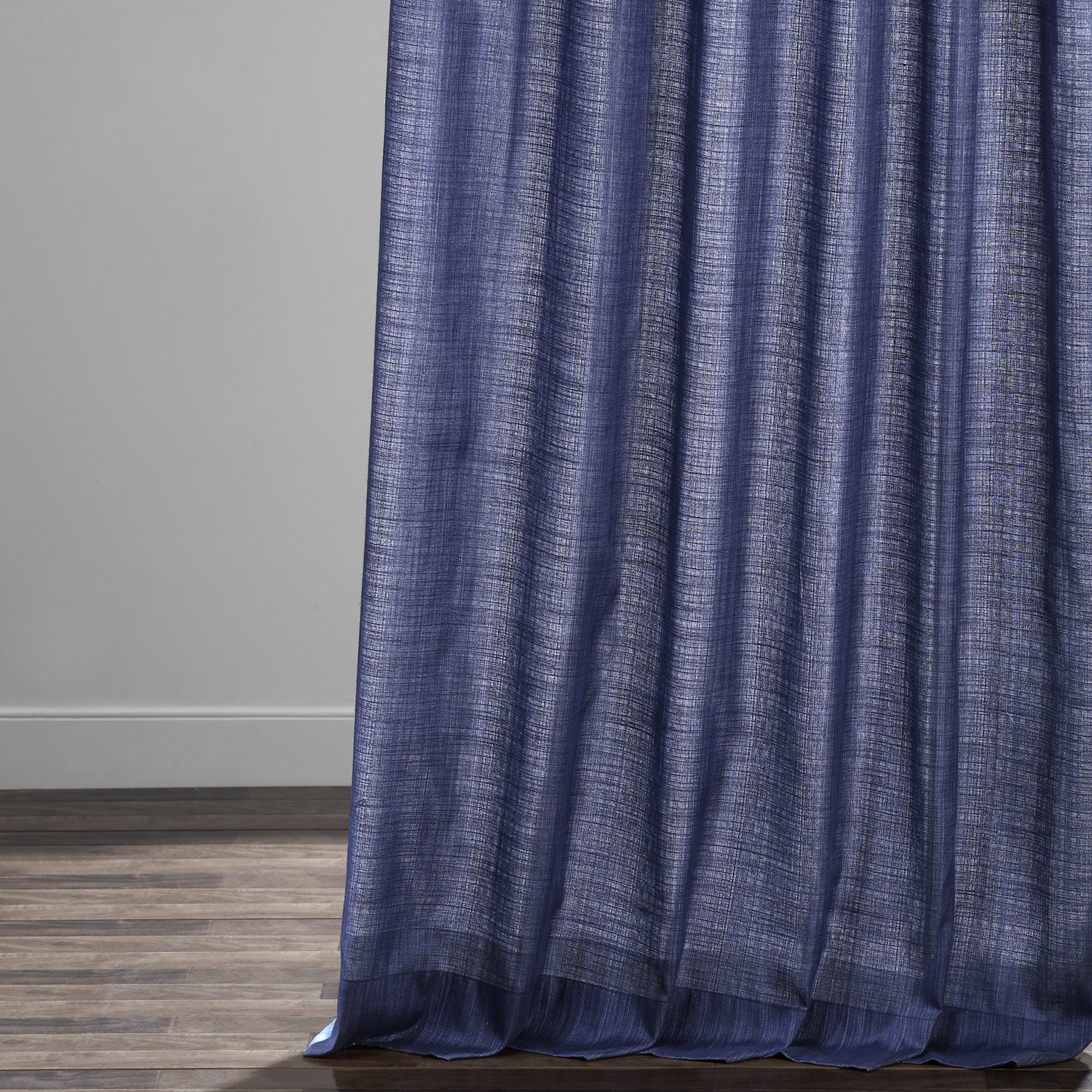 Prussian Blue Designer Shantung Faux Silk Curtain