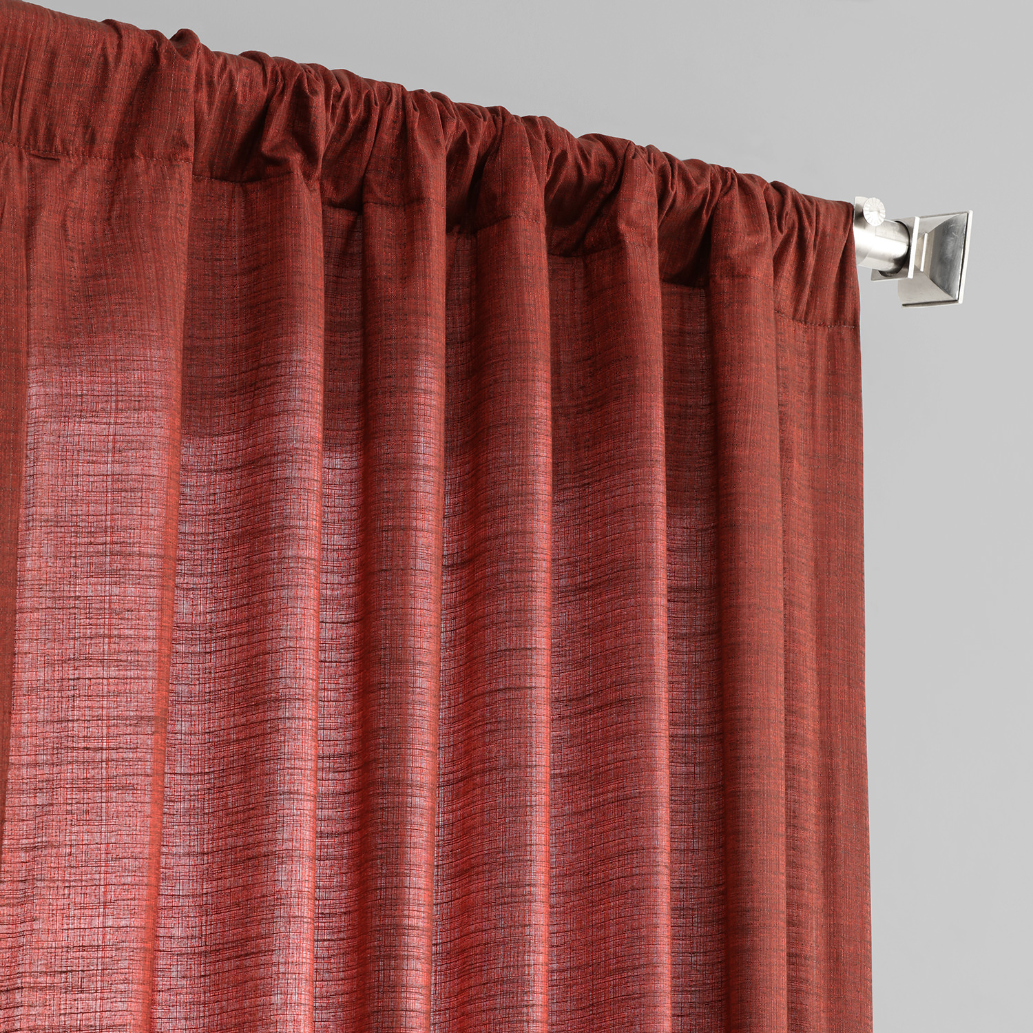 Admiral Red Designer Shantung Faux Silk Curtain