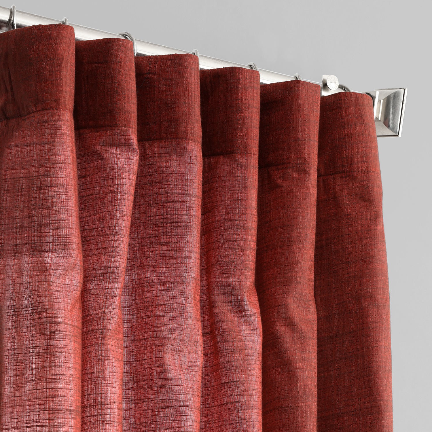 Admiral Red Designer Shantung Faux Silk Curtain