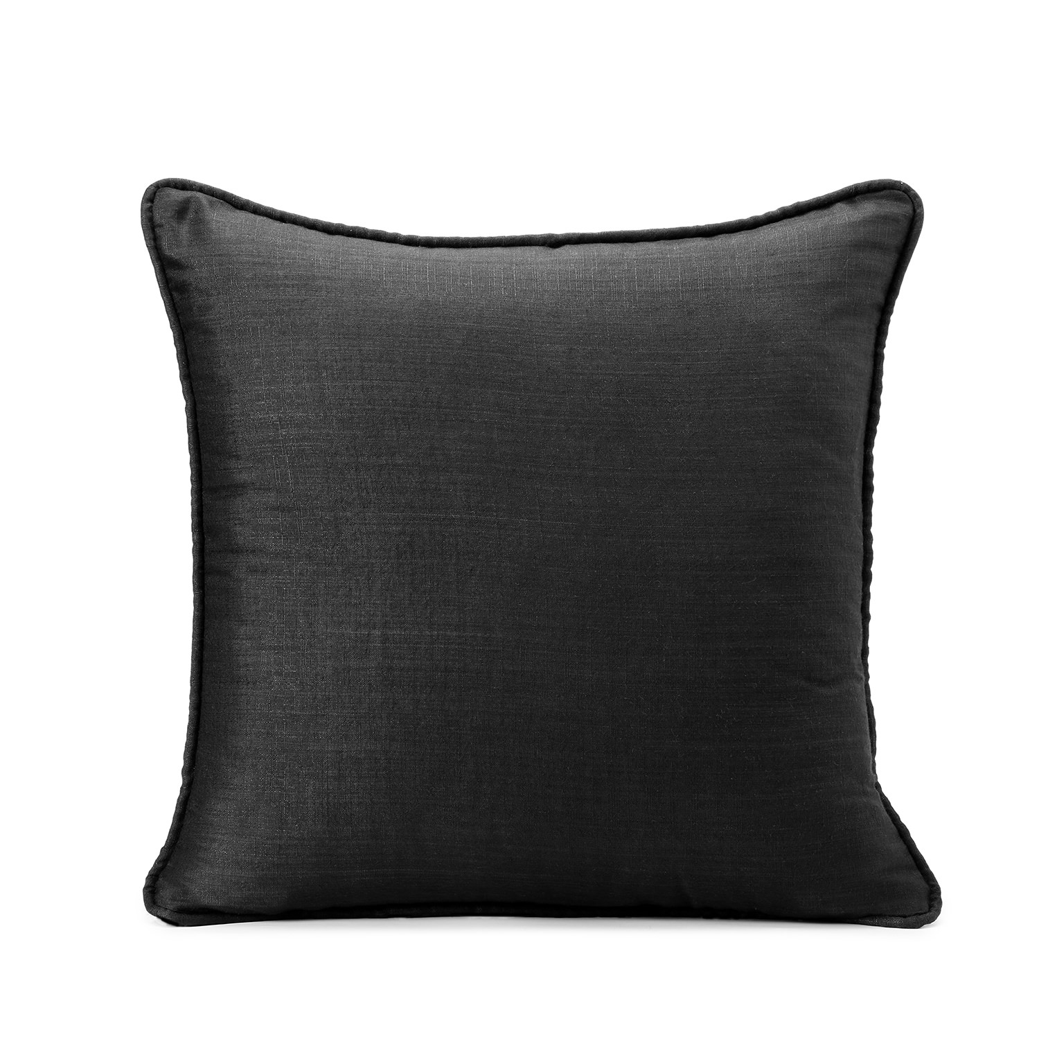 Papillon Black Designer Shantung Faux Silk Cushion Cover - Pair