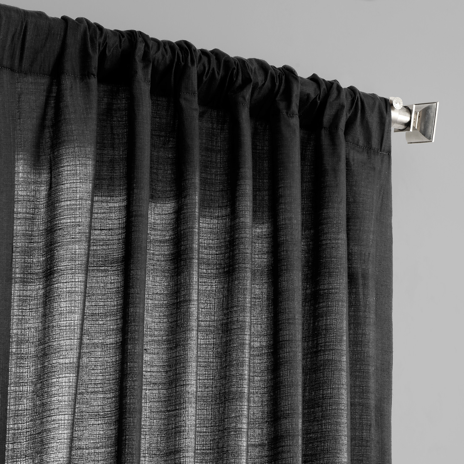 Papillon Black Designer Shantung Faux Silk Curtain