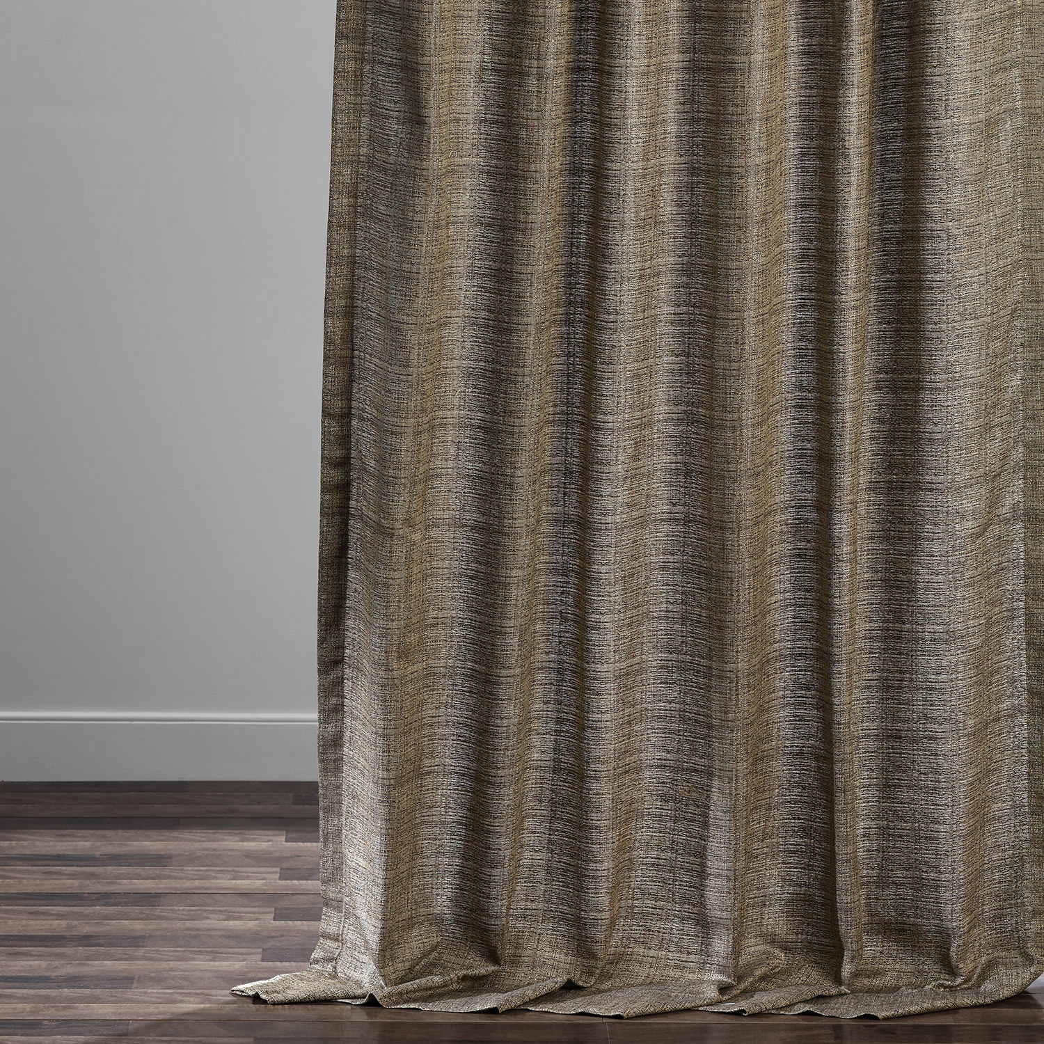 Nighthawk Grey Yarn Dyed Designer Faux Raw Textured Silk Curtain