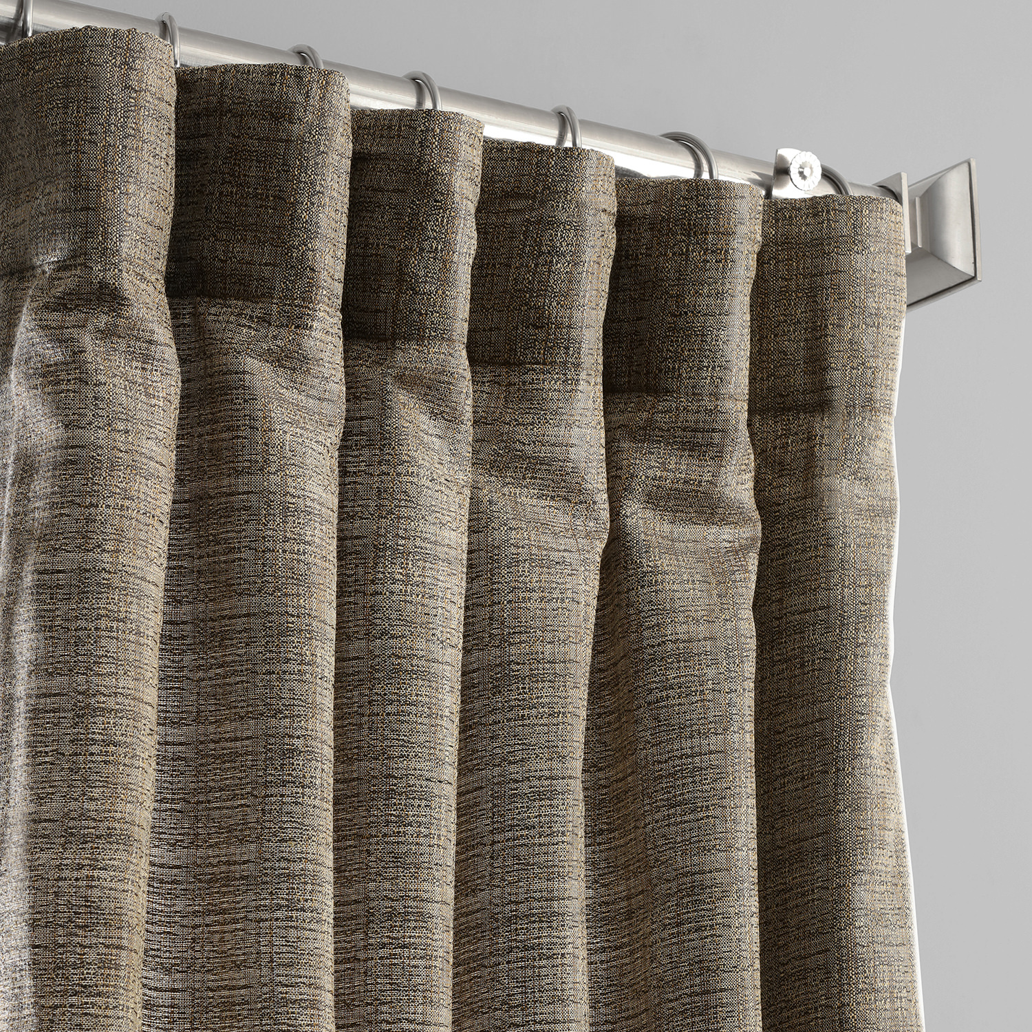 Nighthawk Grey Yarn Dyed Designer Faux Raw Textured Silk Curtain