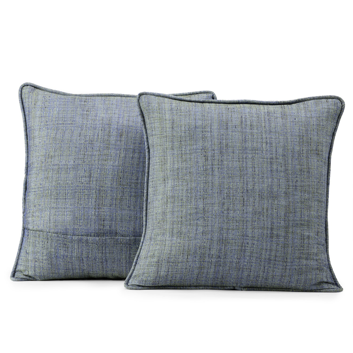 Turkish Blue Yarn Dyed Designer Faux Raw Textured Silk Cushion Cover - Pair