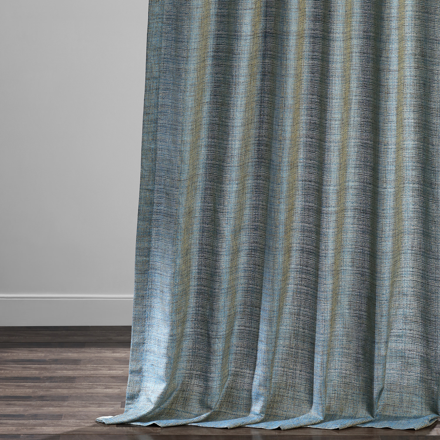 Turkish Blue Yarn Dyed Designer Faux Raw Textured Silk Curtain