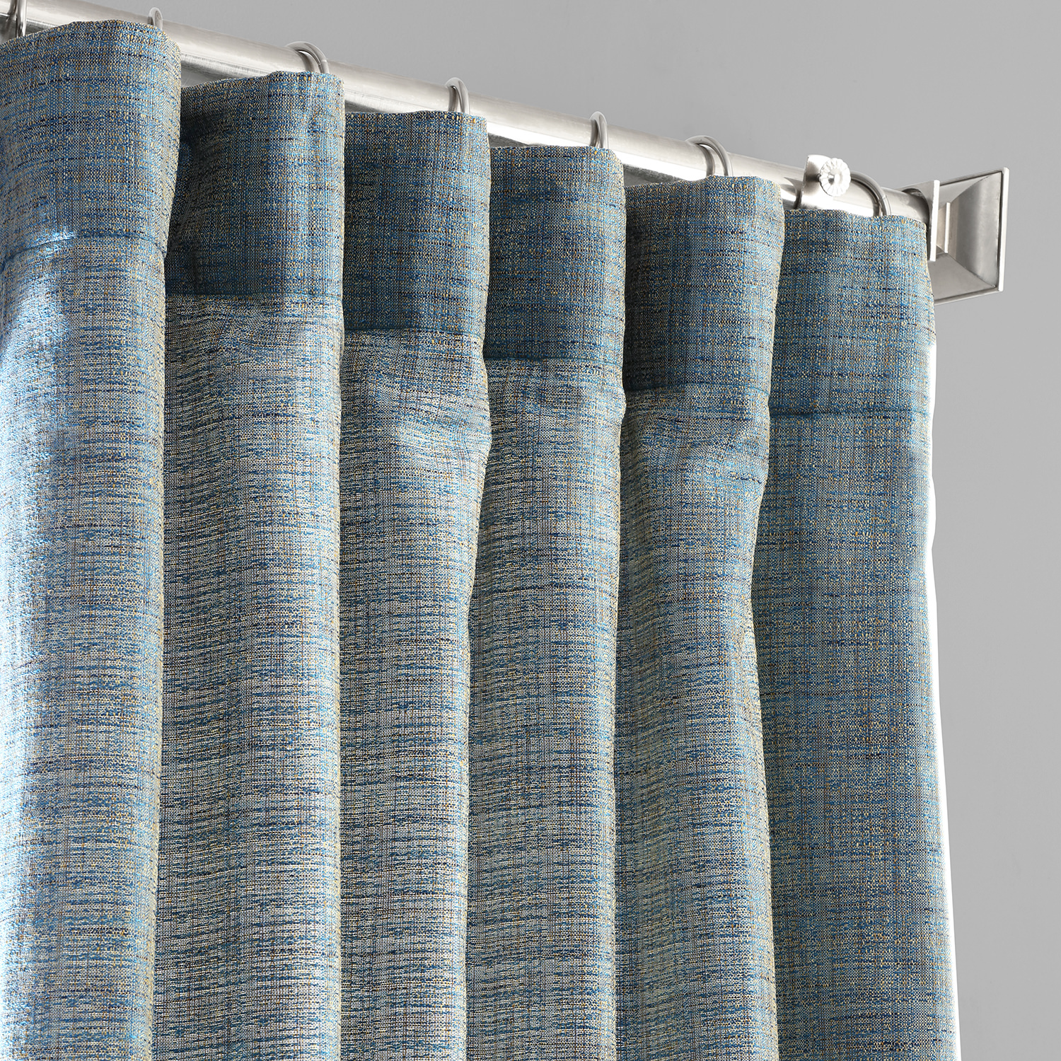 Turkish Blue Yarn Dyed Designer Faux Raw Textured Silk Curtain