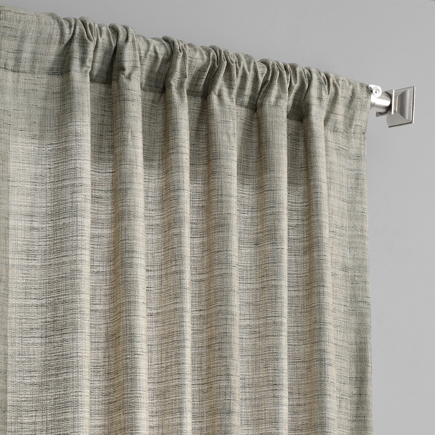 Sea Salt Grey Yarn Dyed Designer Faux Raw Textured Silk Curtain