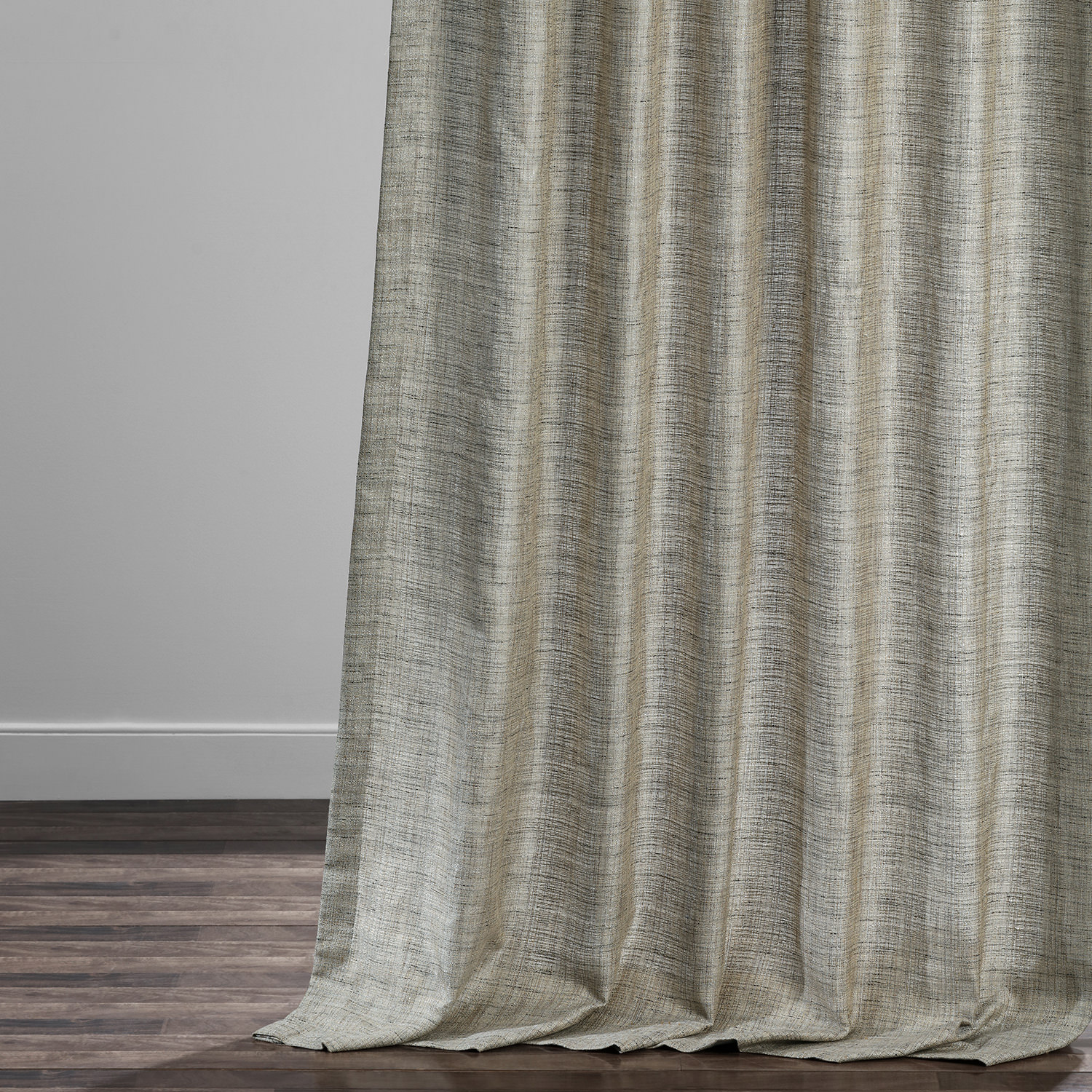 Sea Salt Grey Yarn Dyed Designer Faux Raw Textured Silk Curtain