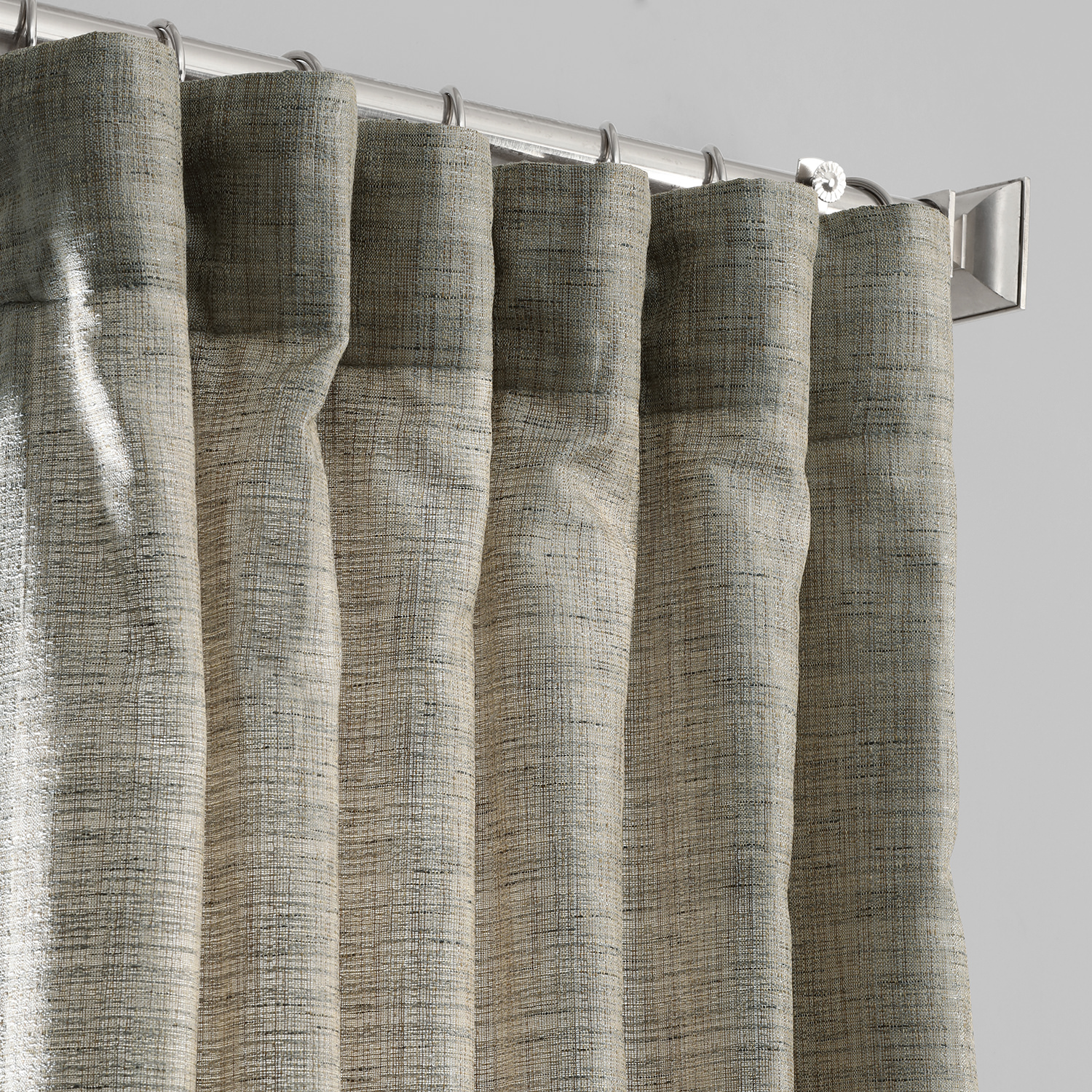 Sea Salt Grey Yarn Dyed Designer Faux Raw Textured Silk Curtain