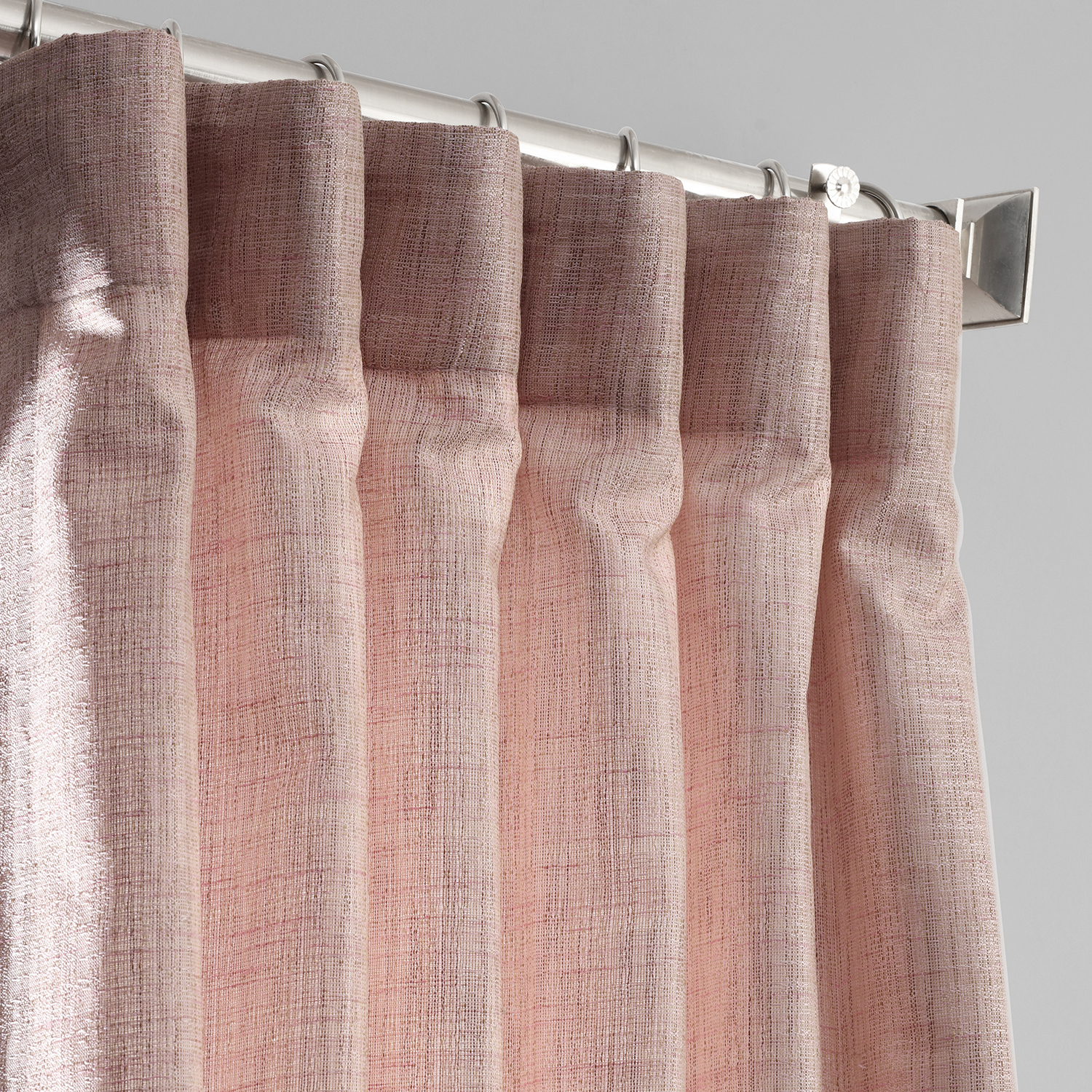 Rosey Pink Yarn Dyed Designer Faux Raw Textured Silk Curtain