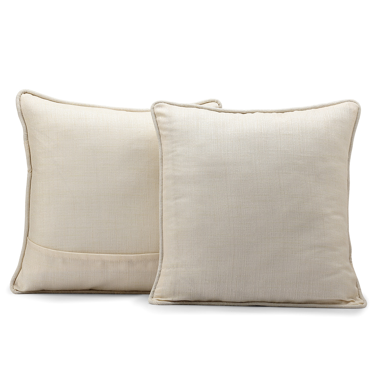 French Ivory Yarn Dyed Designer Faux Raw Textured Silk Cushion Cover - Pair