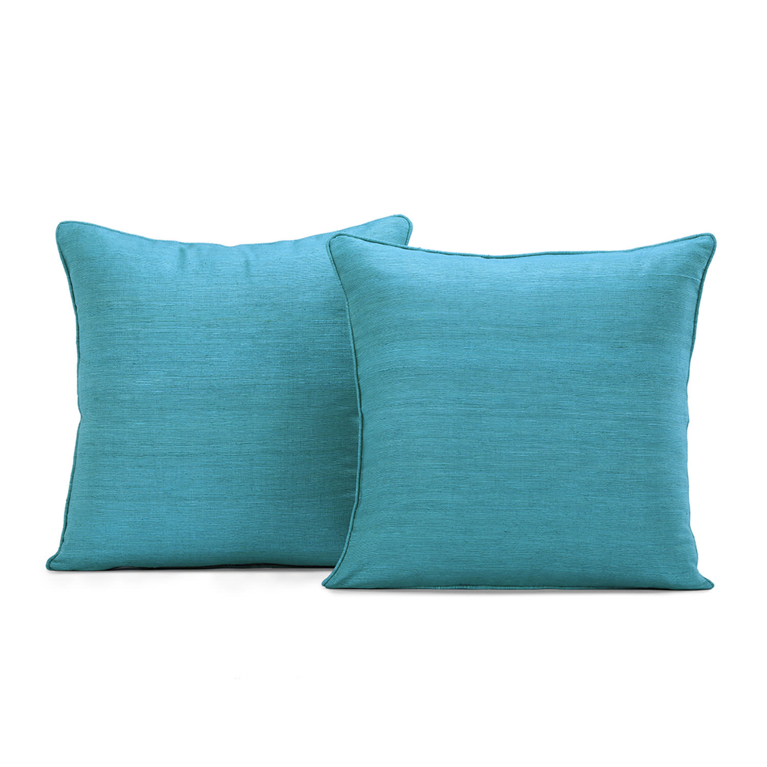 Cozumel Blue Raw Silk Cushion Covers - Pair