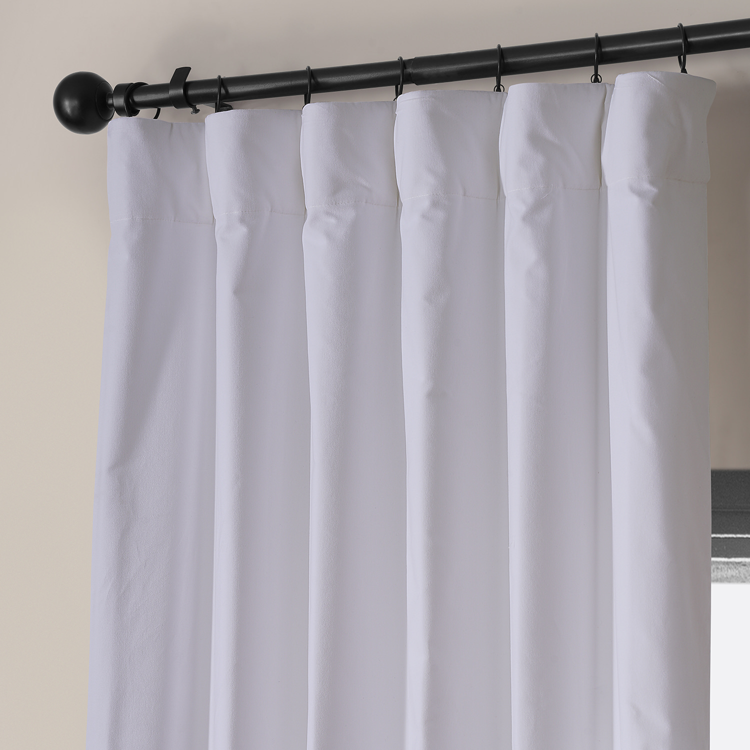 Powder White Vintage Cotton Velvet Curtain