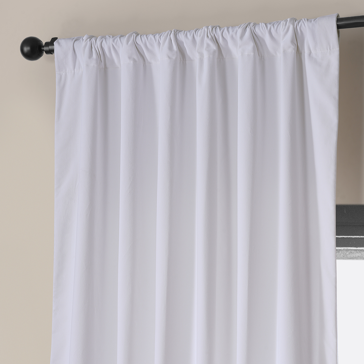 Powder White Vintage Cotton Velvet Curtain