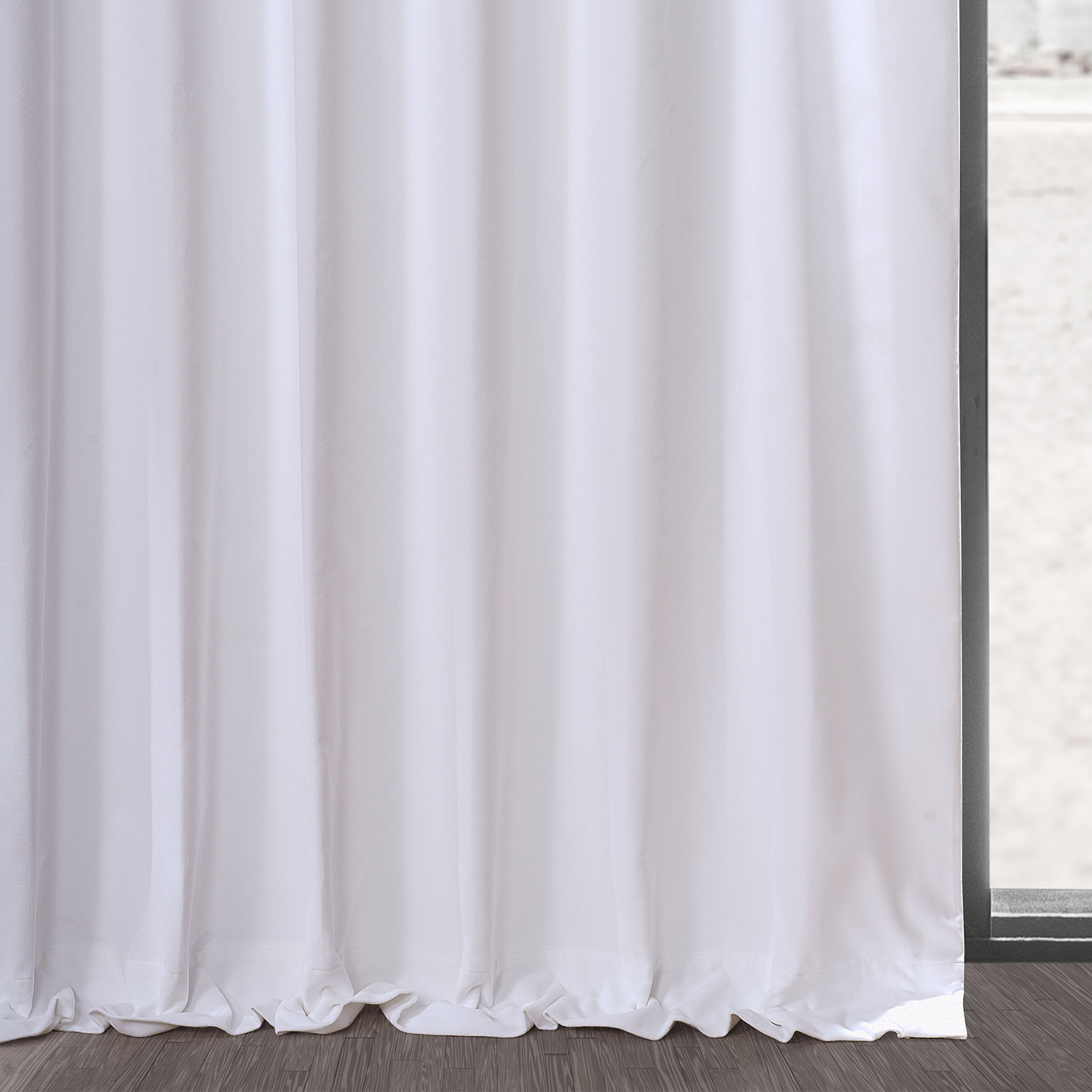 Powder White Vintage Cotton Velvet Curtain