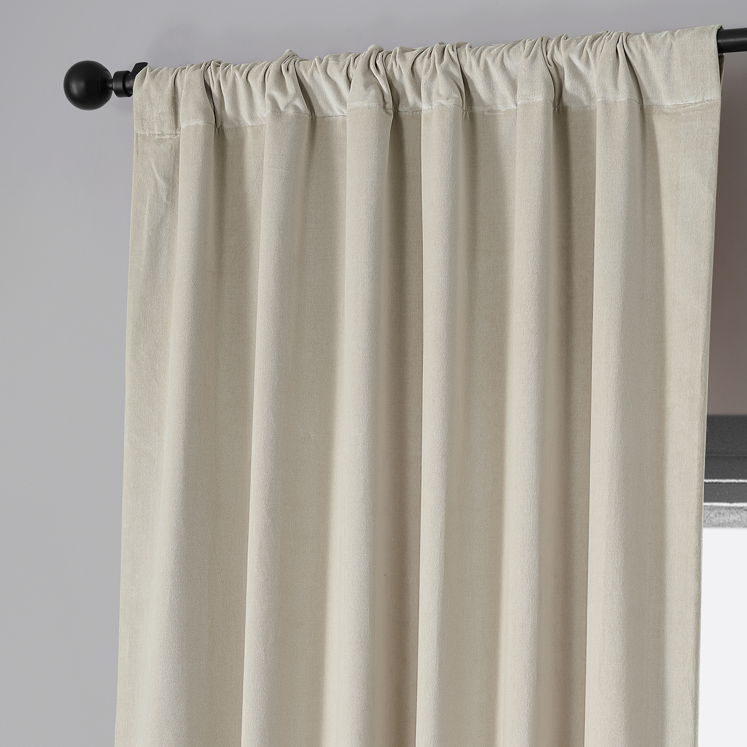 Chanterelle Taupe Vintage Cotton Velvet Curtain