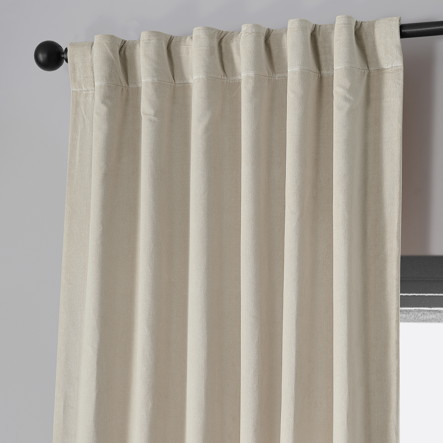 Chanterelle Taupe Vintage Cotton Velvet Curtain