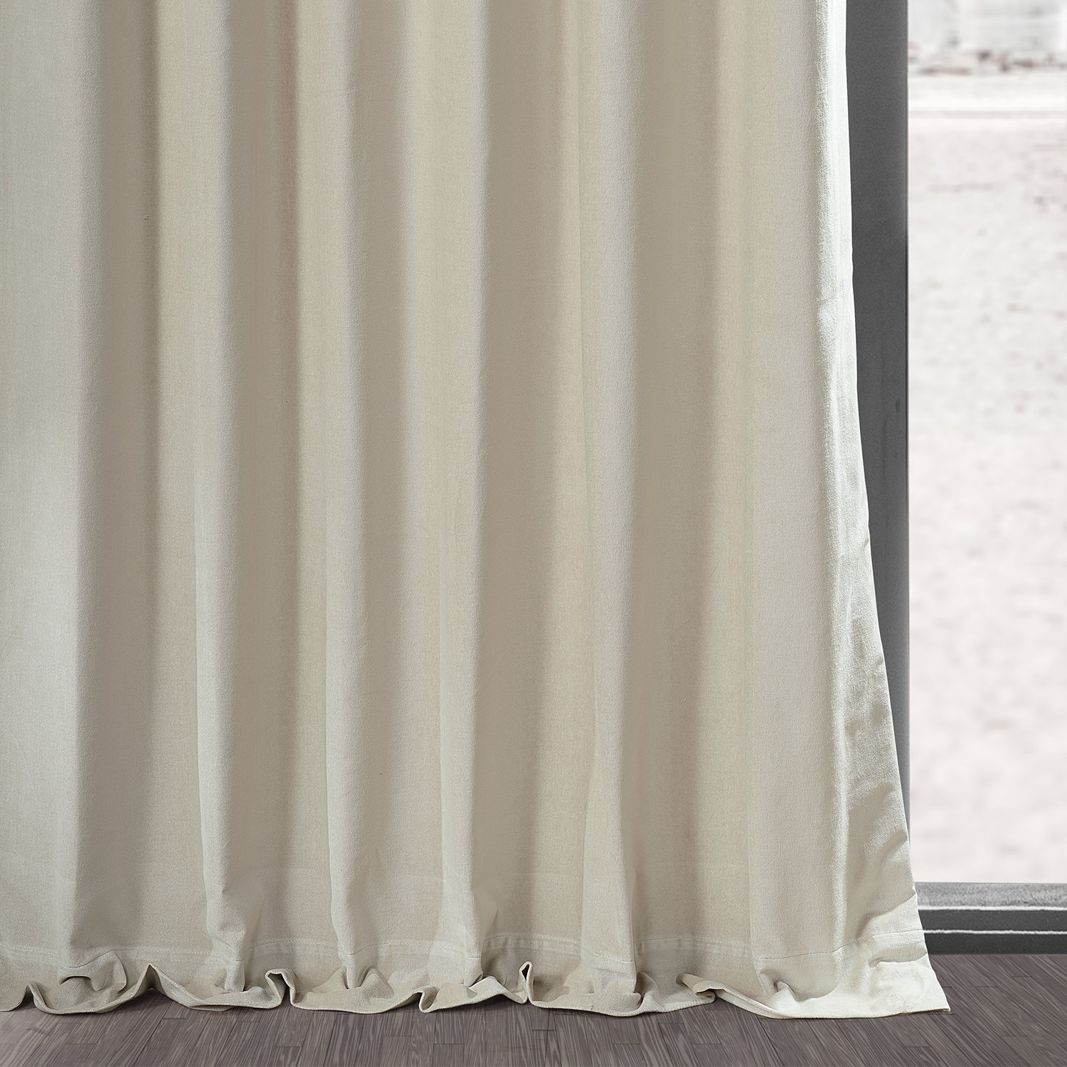 Chanterelle Taupe Vintage Cotton Velvet Curtain