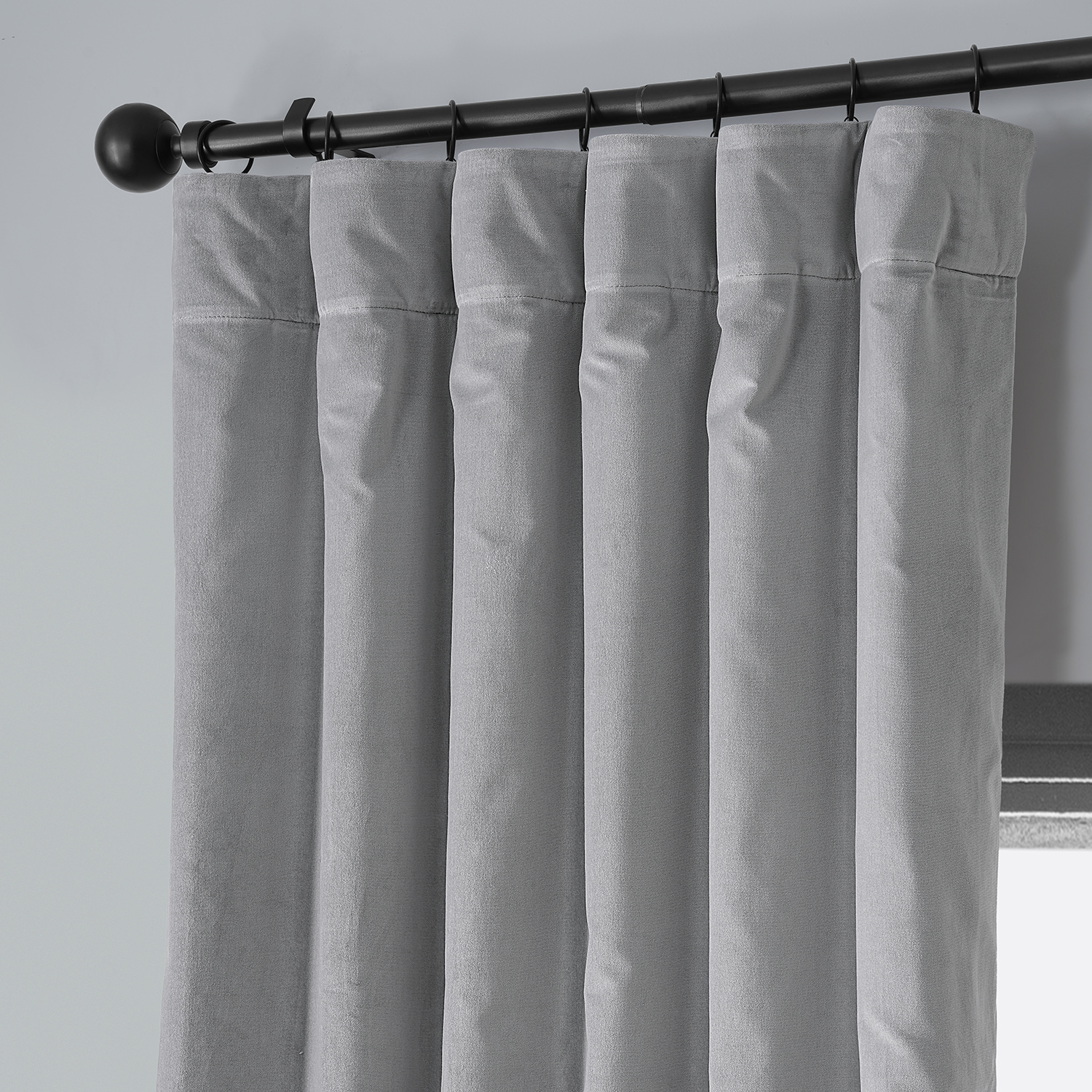 Contempo Grey Vintage Cotton Velvet Curtain