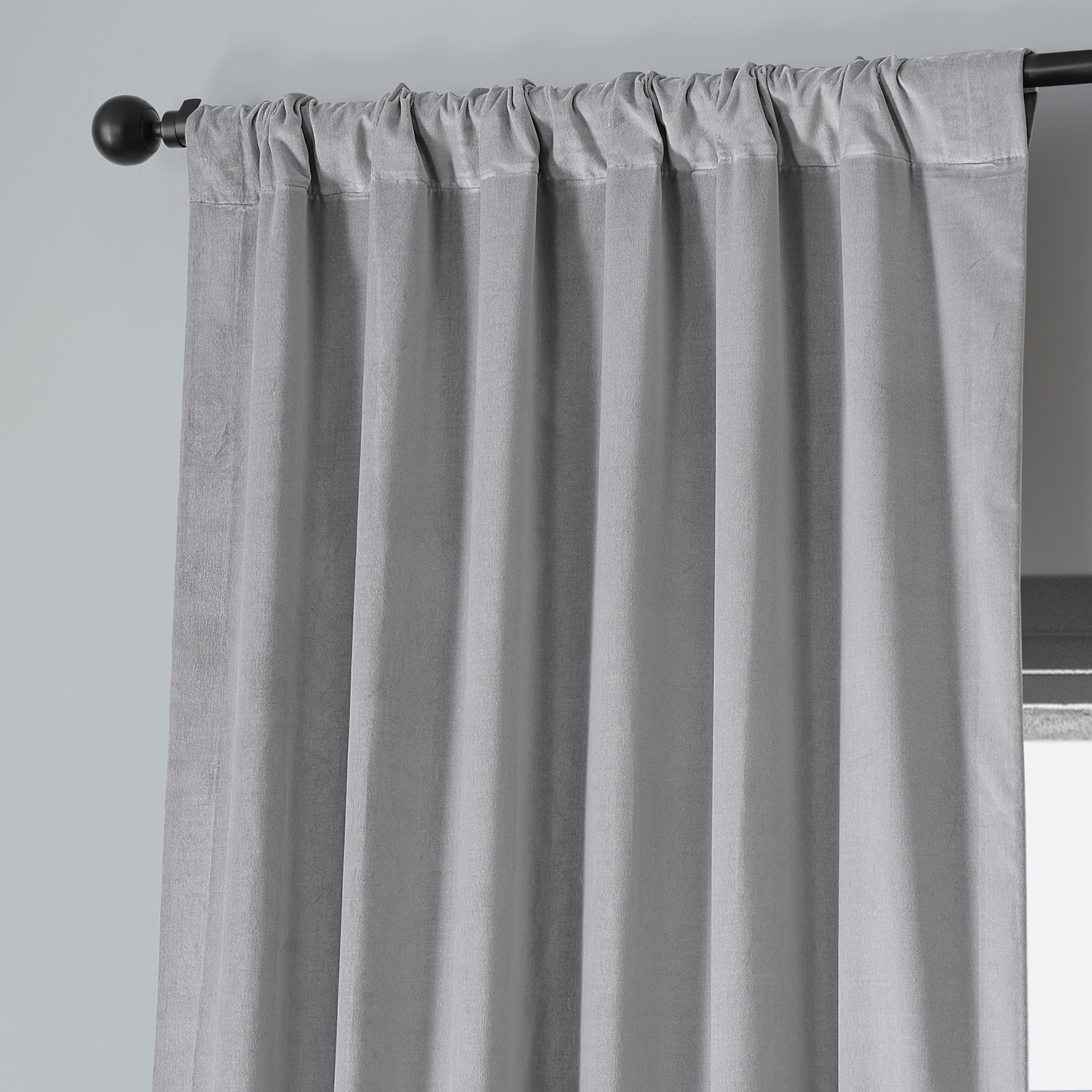 Contempo Grey Vintage Cotton Velvet Curtain