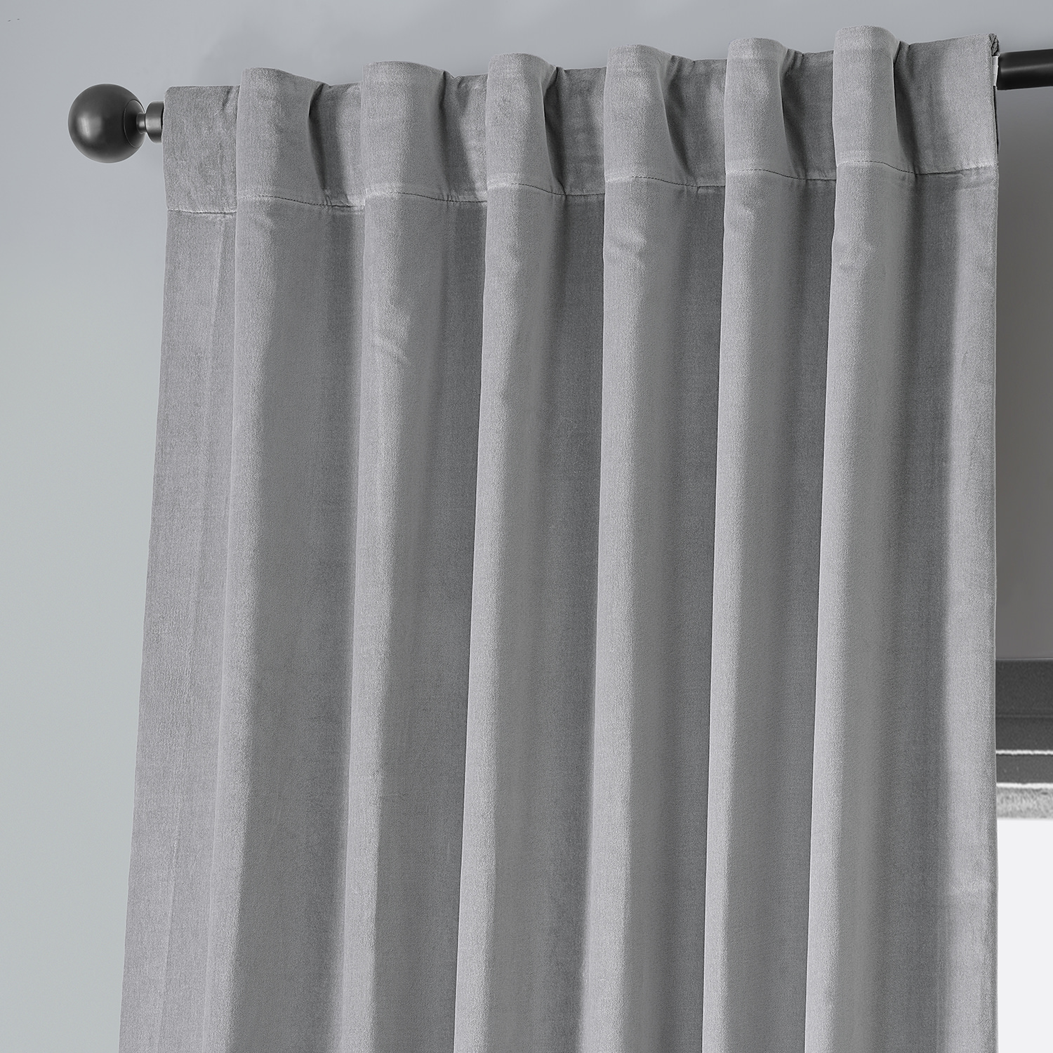 Contempo Grey Vintage Cotton Velvet Curtain