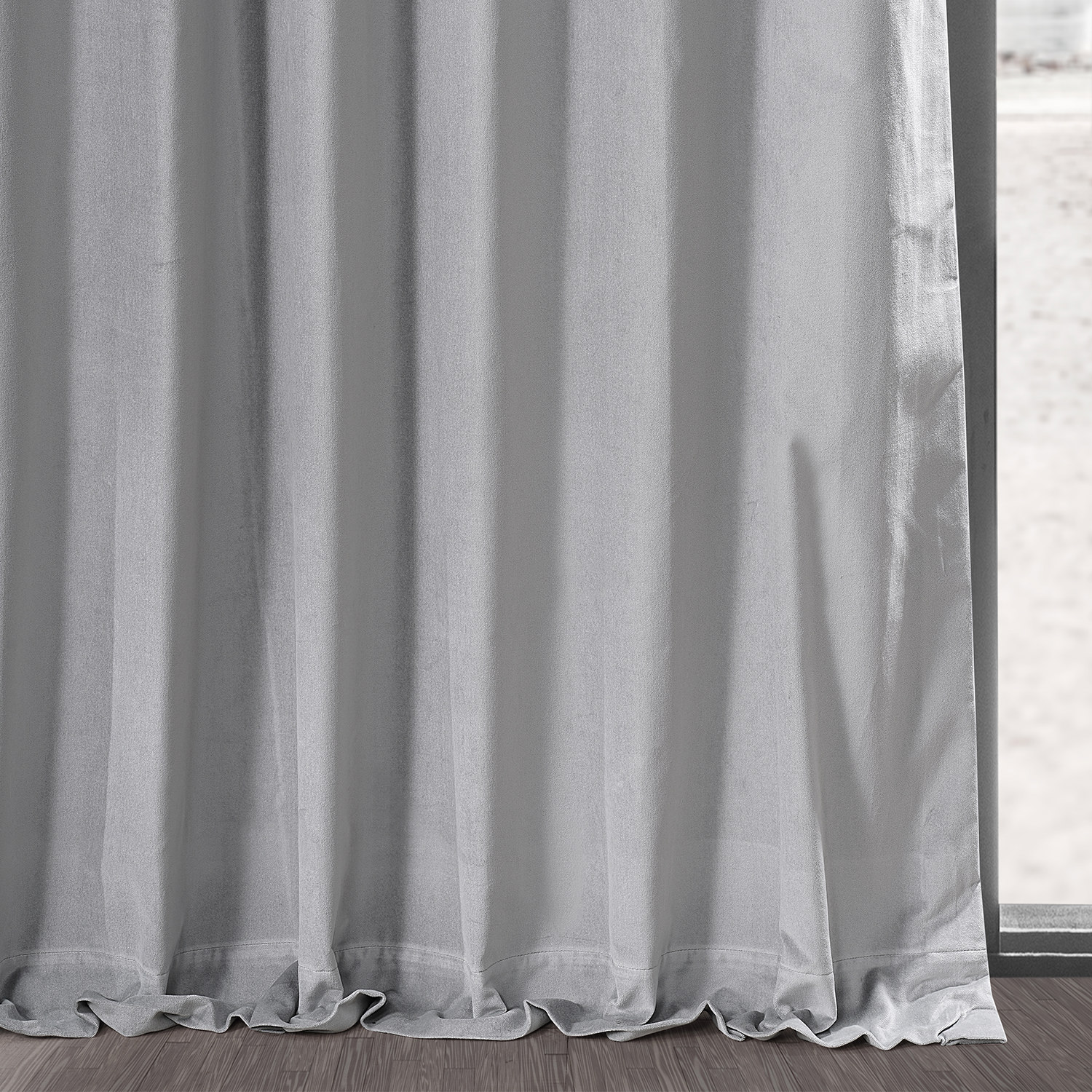 Contempo Grey Vintage Cotton Velvet Curtain