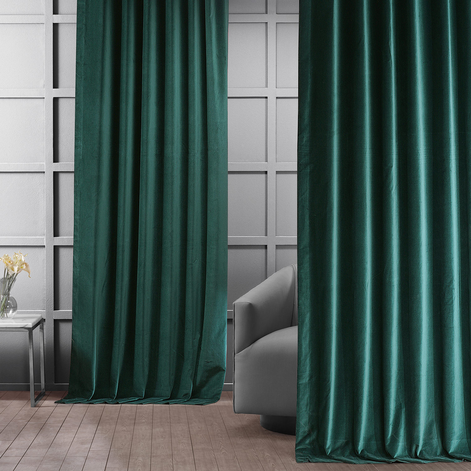 Dublin Green Vintage Cotton Velvet Curtain