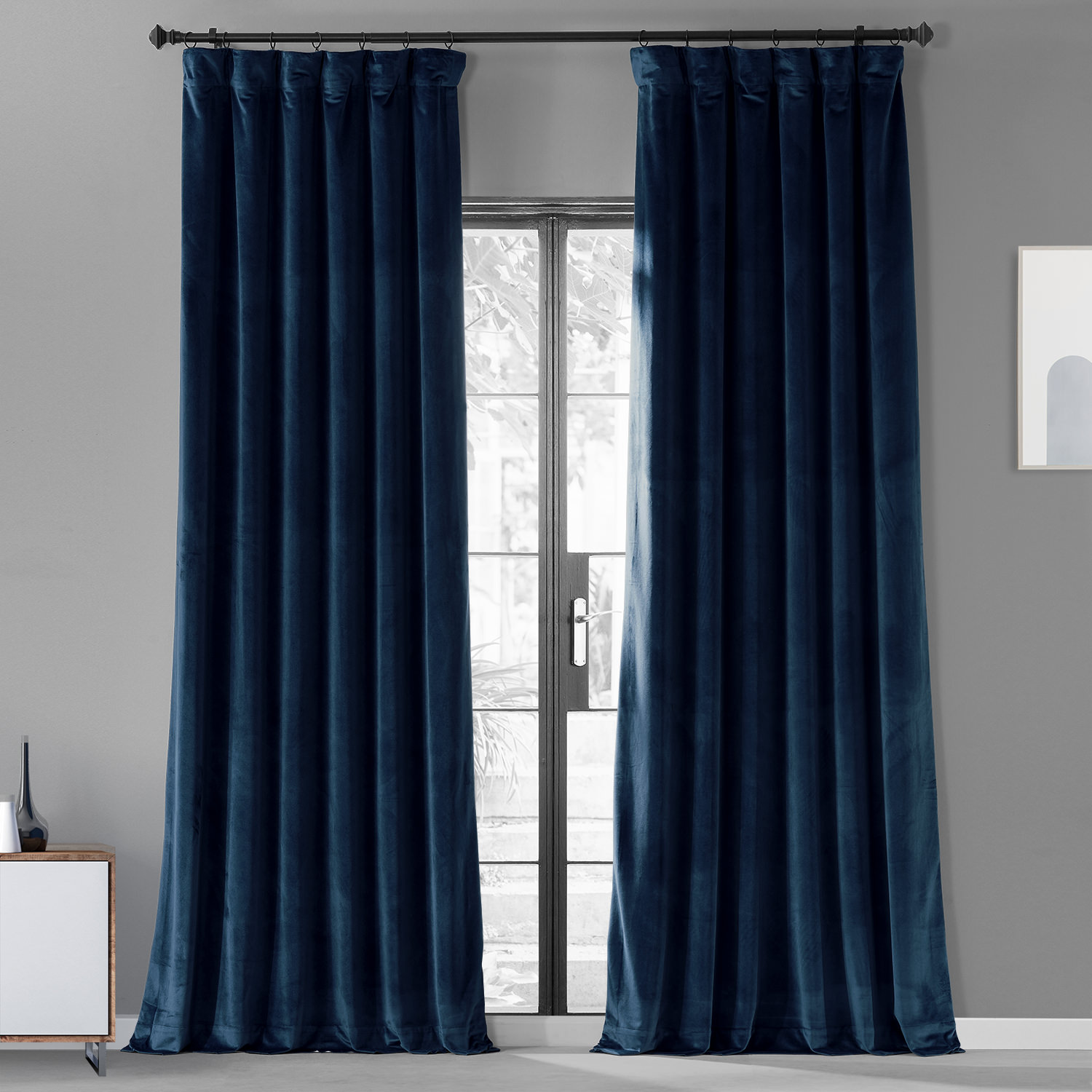 Americana Blue Urban Lush Velvet Curtain