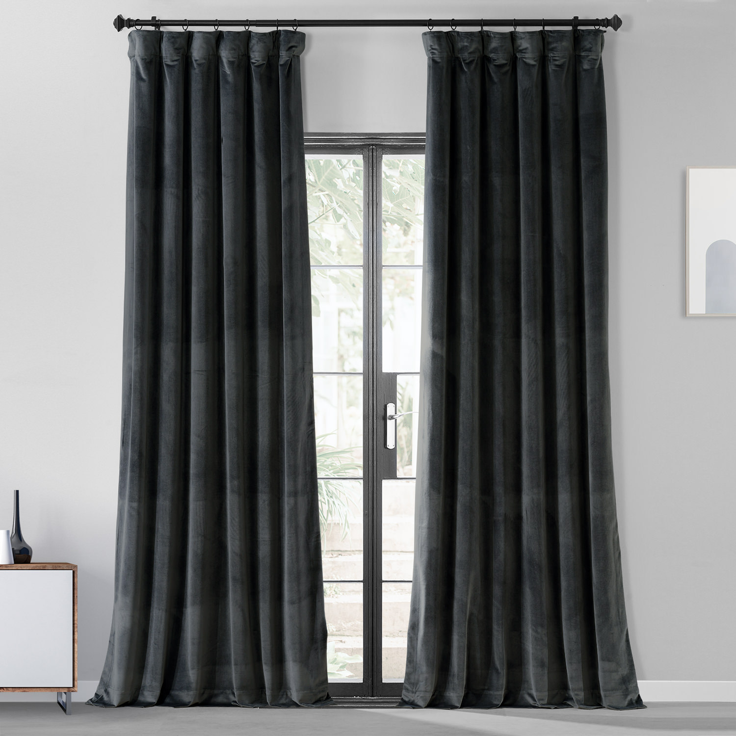 IronStone Grey Urban Lush Velvet Curtain