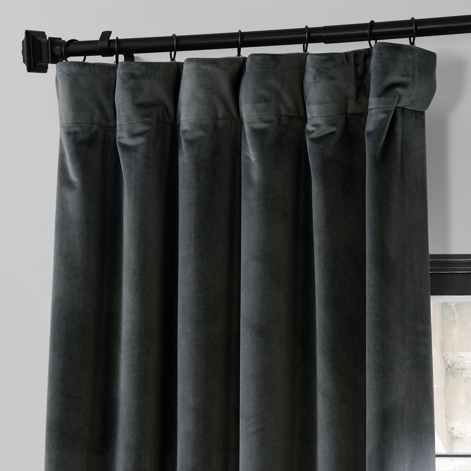 IronStone Grey Urban Lush Velvet Curtain