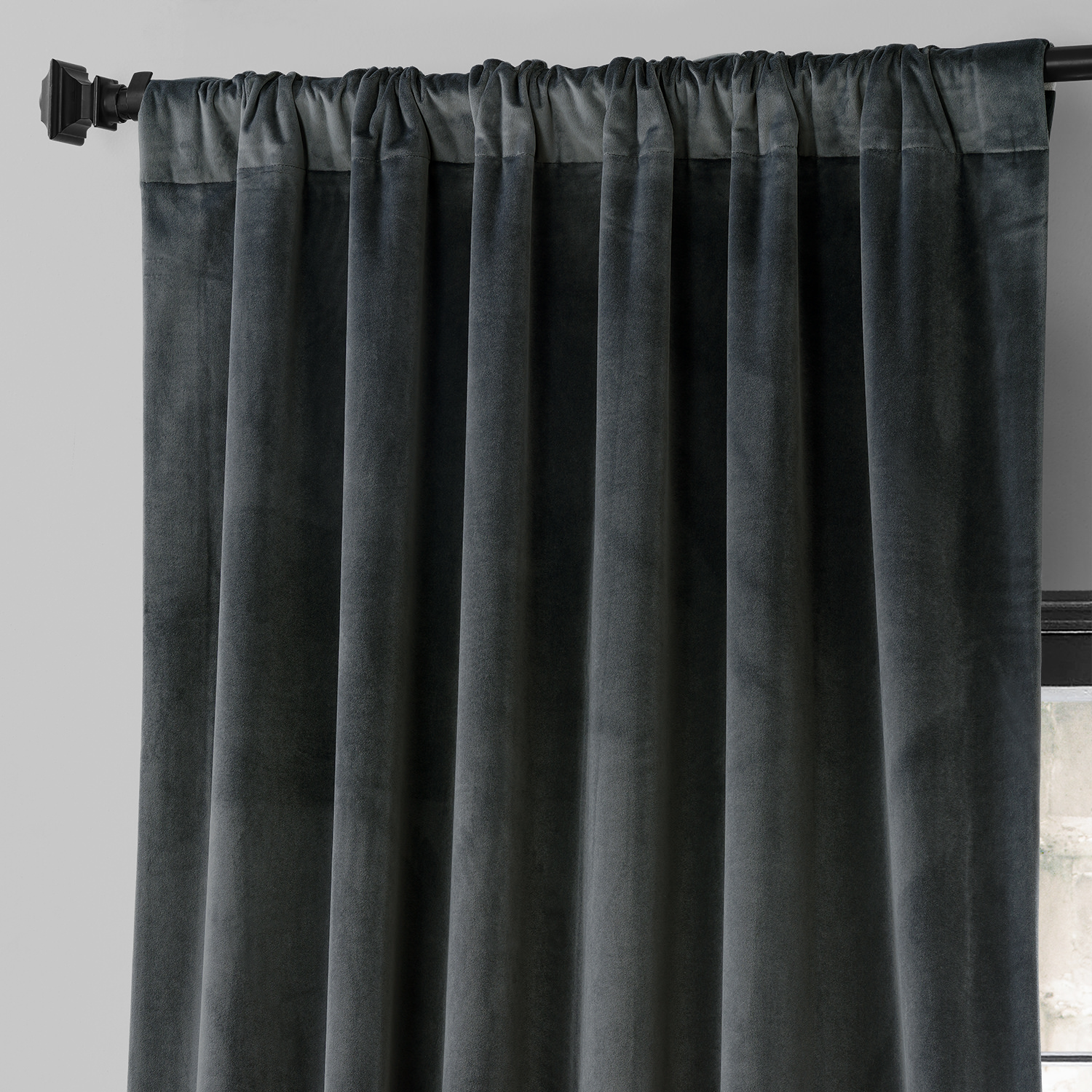 IronStone Grey Urban Lush Velvet Curtain