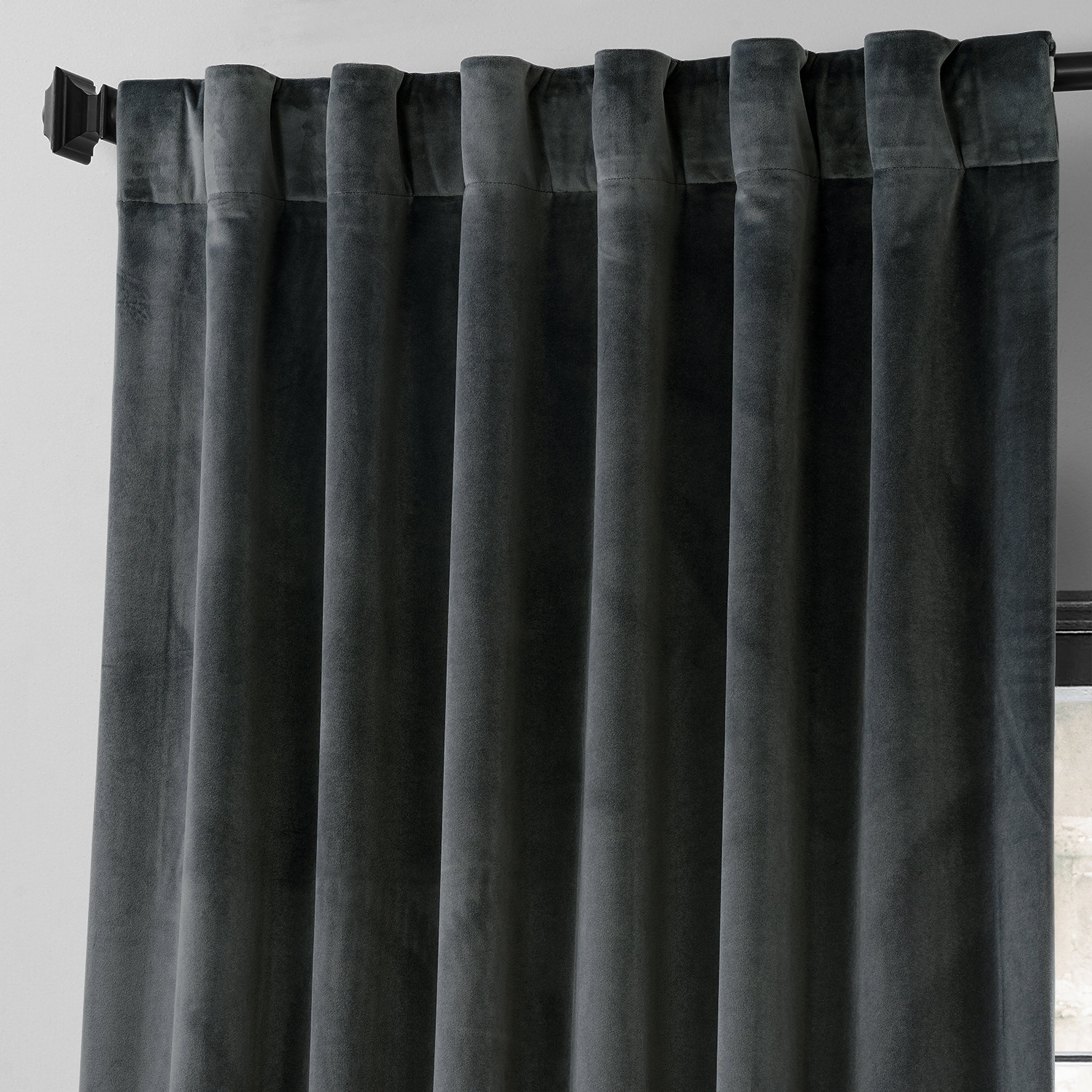 IronStone Grey Urban Lush Velvet Curtain