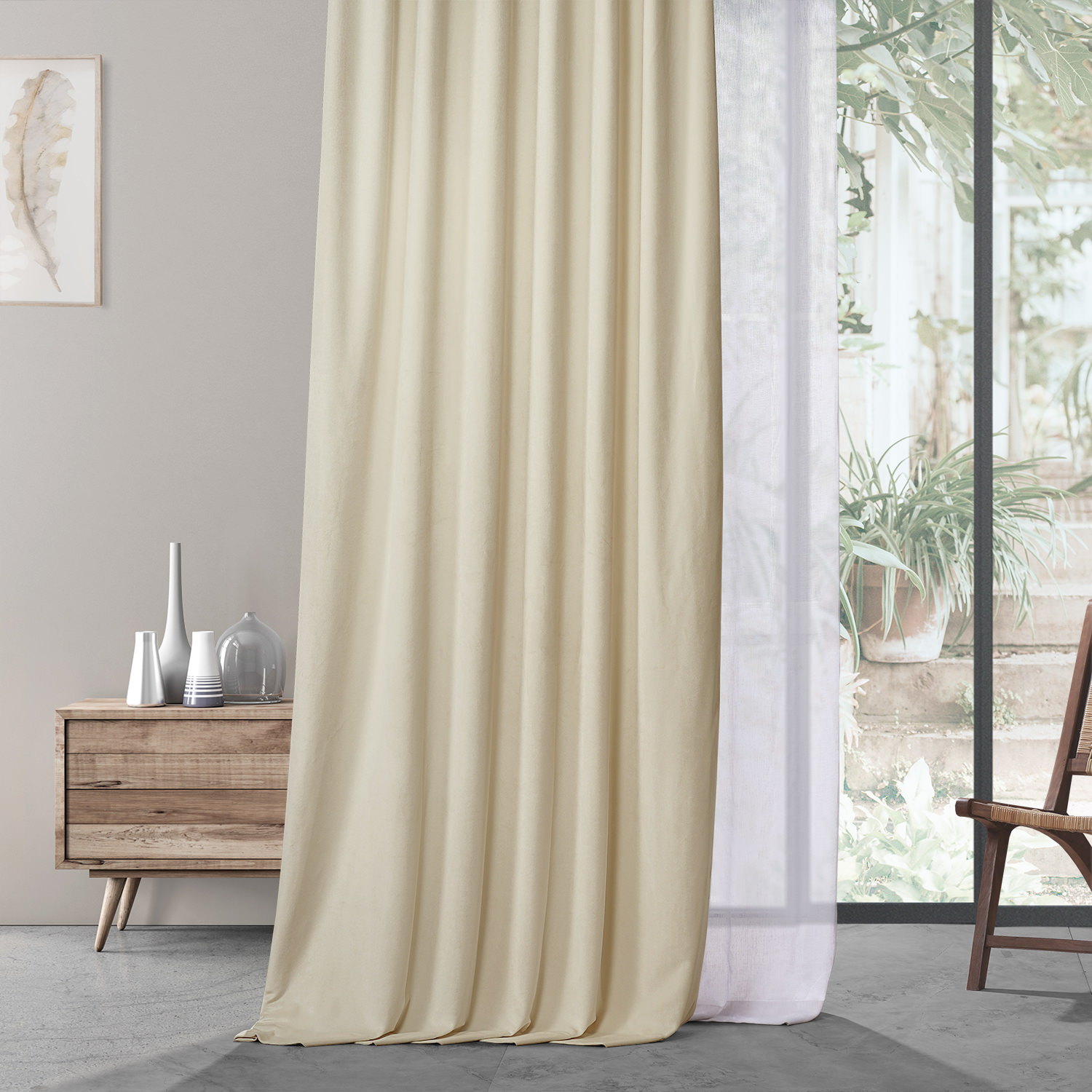 Tiramisu Cream Urban Lush Velvet Curtain