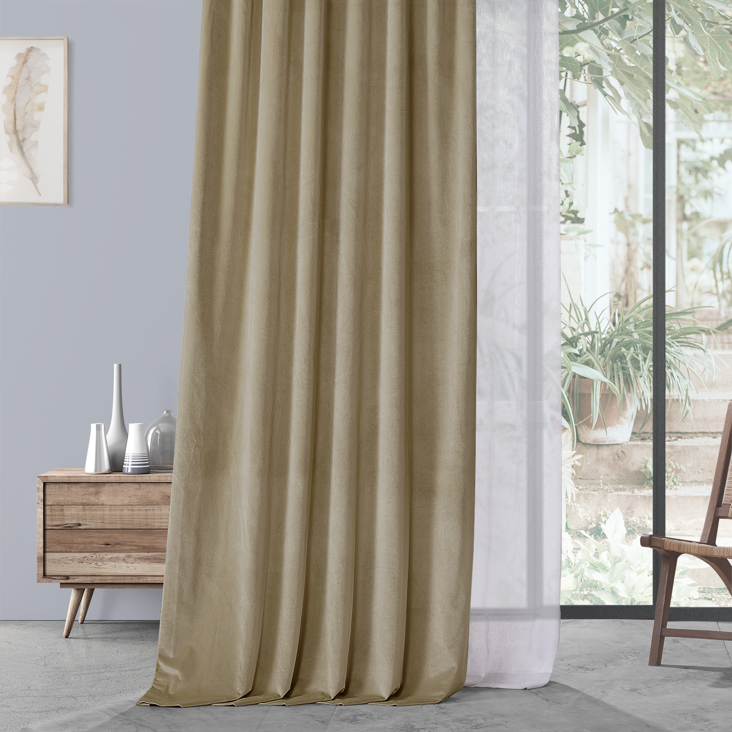 Harbor Beige Urban Lush Velvet Curtain