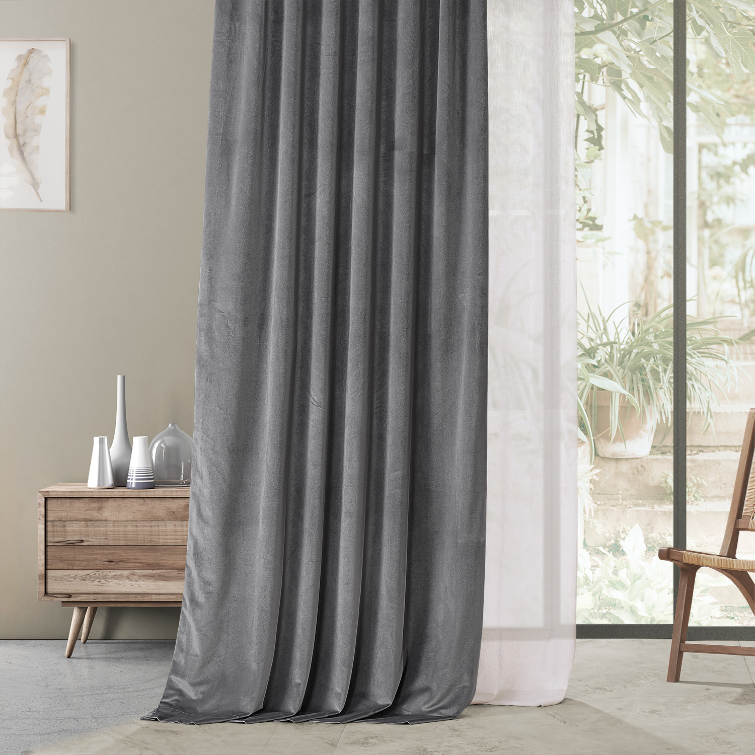 Haven Grey Urban Lush Velvet Curtain