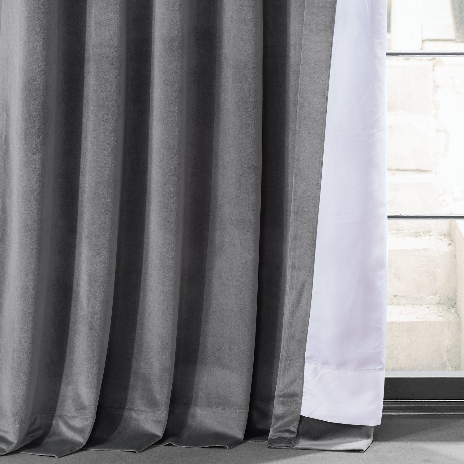 Haven Grey Urban Lush Velvet Curtain