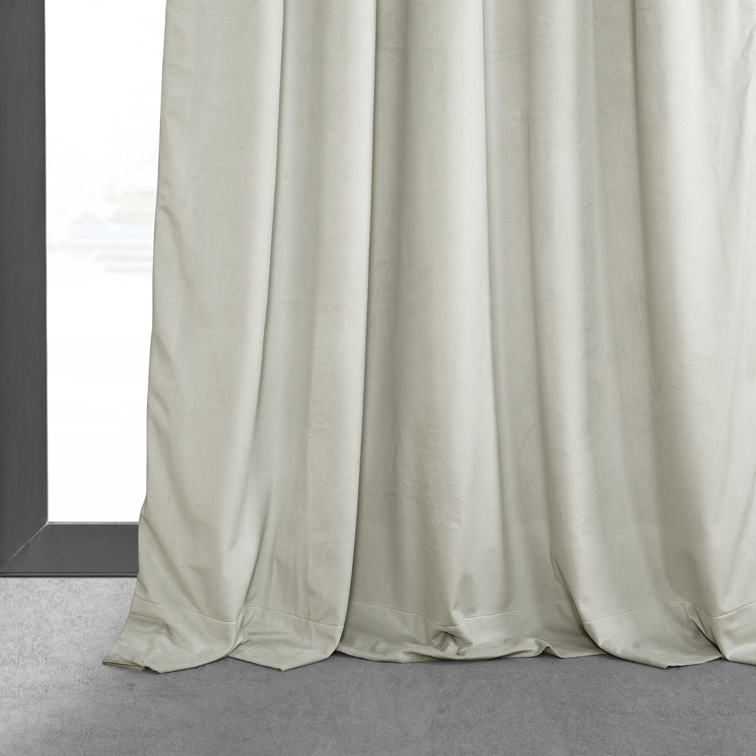 Signature Porcelain White Pleated Blackout Velvet Curtain