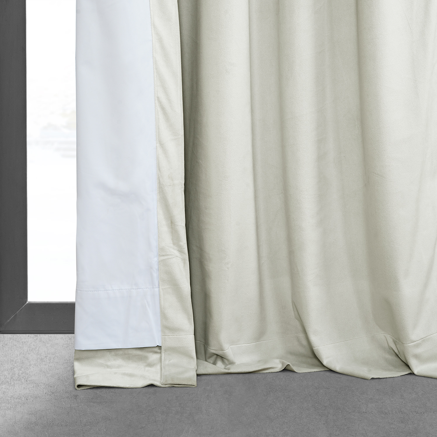 Signature Porcelain White Pleated Blackout Velvet Curtain