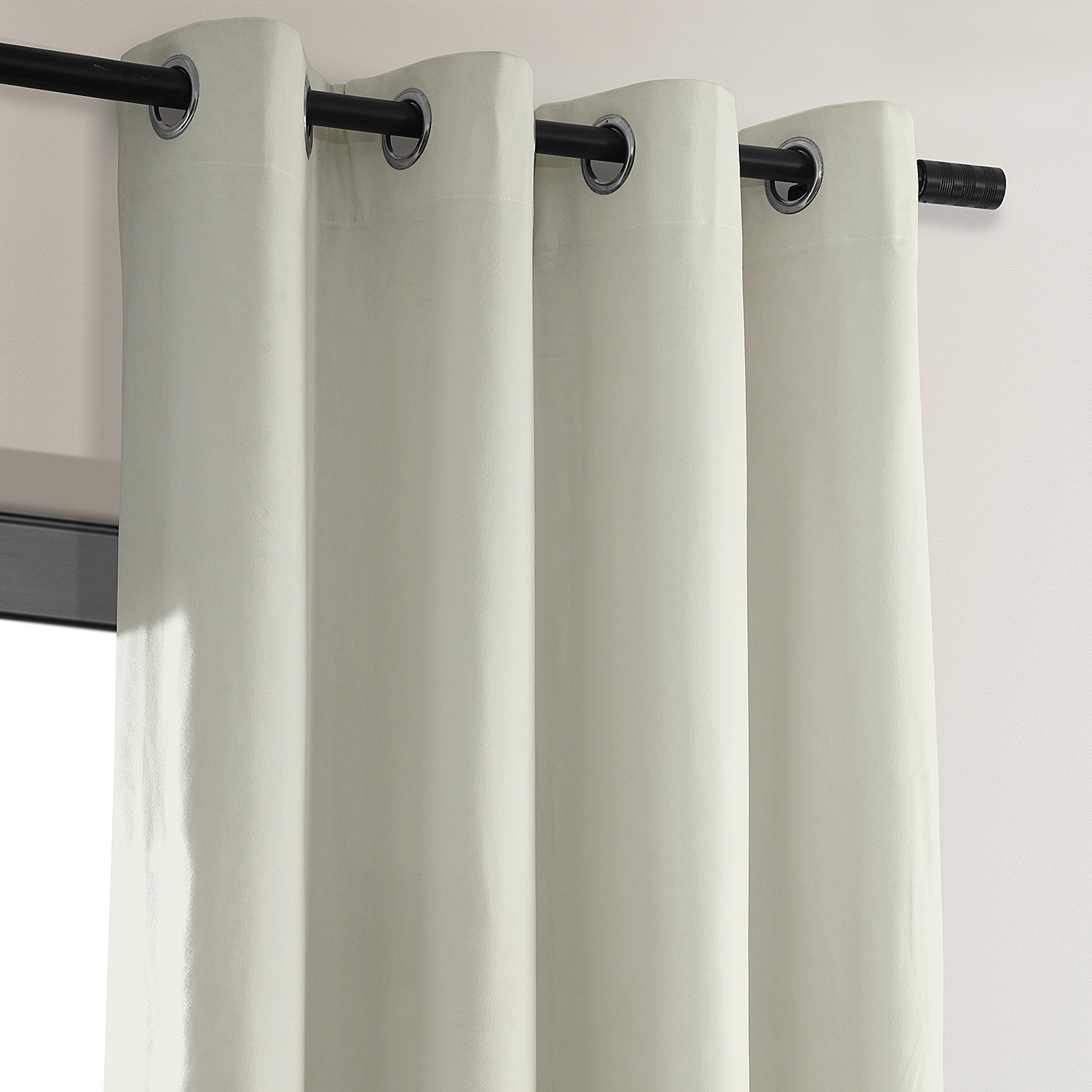 Signature Porcelain White Grommet Blackout Velvet Curtain